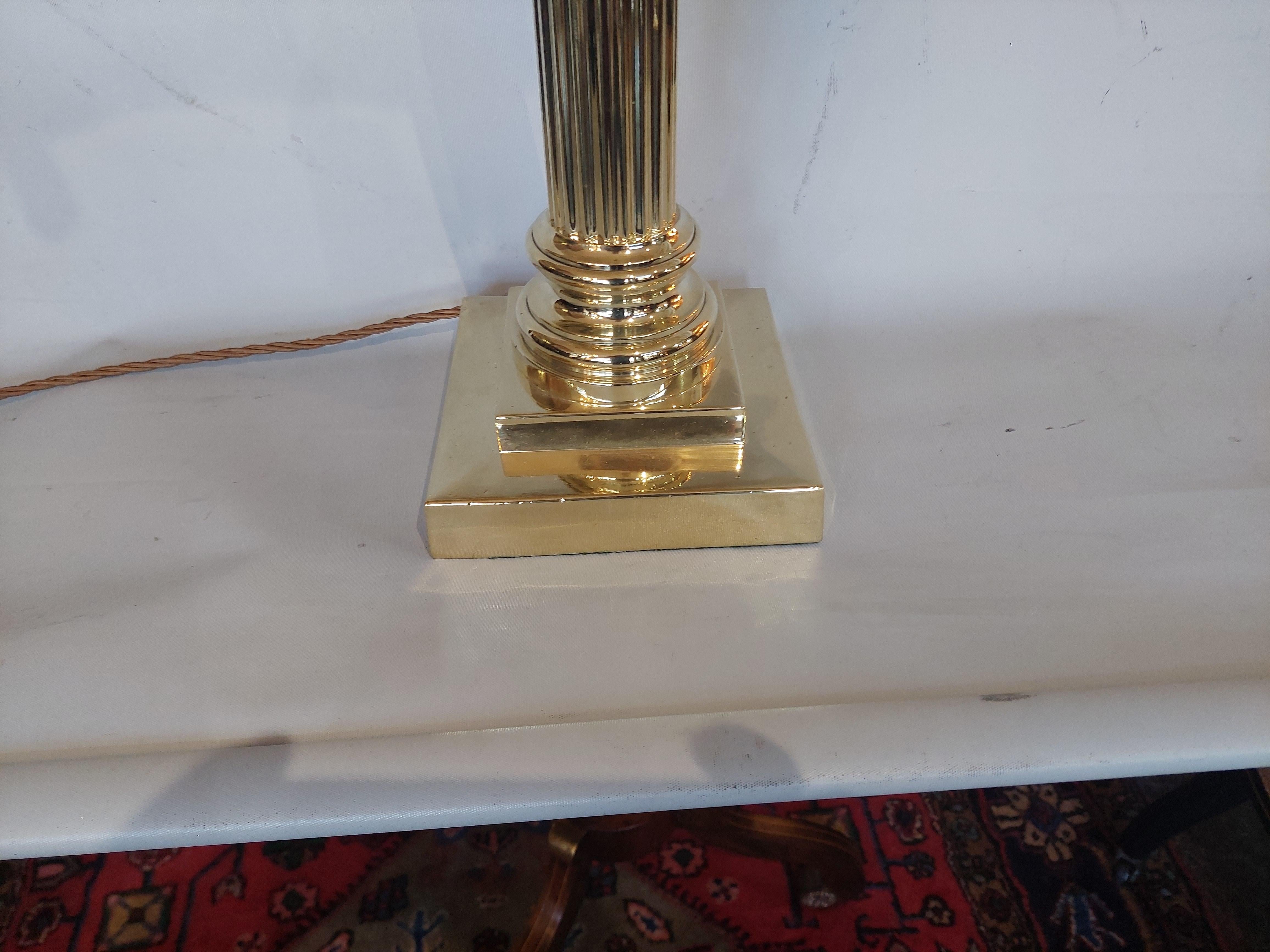 Edwardian Brass Large Table Lamp In Good Condition For Sale In Altrincham, GB