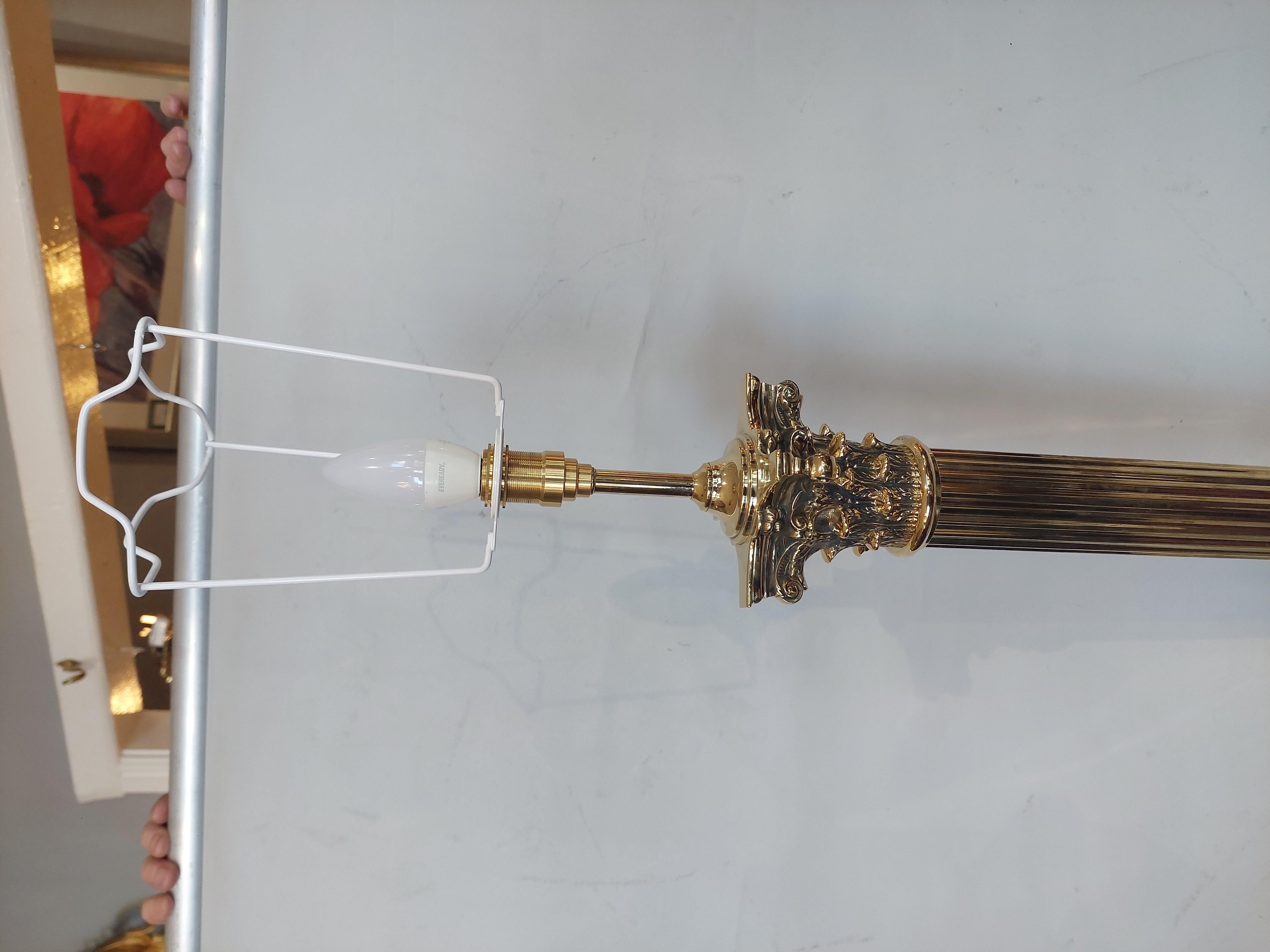 Edwardian Brass Large Table Lamp For Sale 4