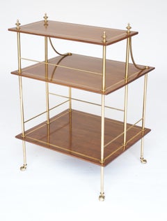 Edwardian Brass & Mahogany inlaid 3 tier Etagere