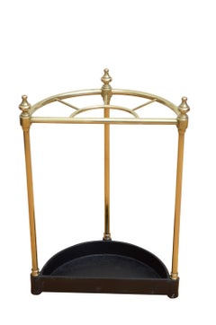 Edwardian Brass Umbrella Stand, Dog Tooth Tray, English c1900