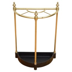Edwardian Brass Umbrella Stand, Dog Tooth Tray, English c1900