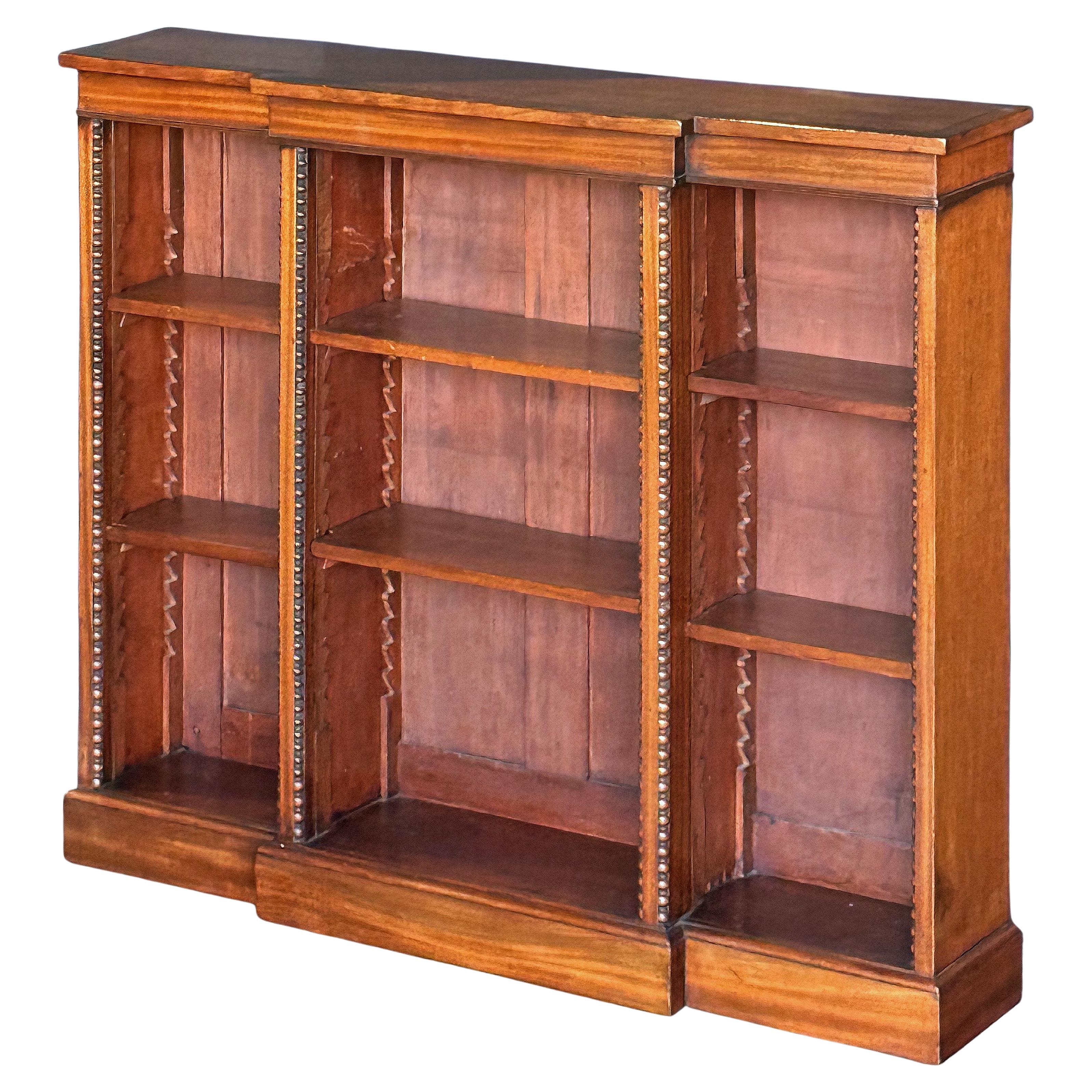 Edwardian Breakfront Bookcase of Mahogany from England For Sale