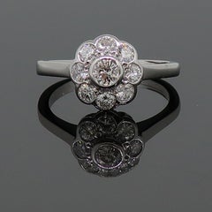 Edwardian Style Brilliant Cut Diamond Daisy Cluster Ring