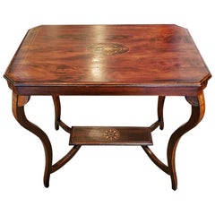 Edwardian British Mahogany and Marquetry Side Table