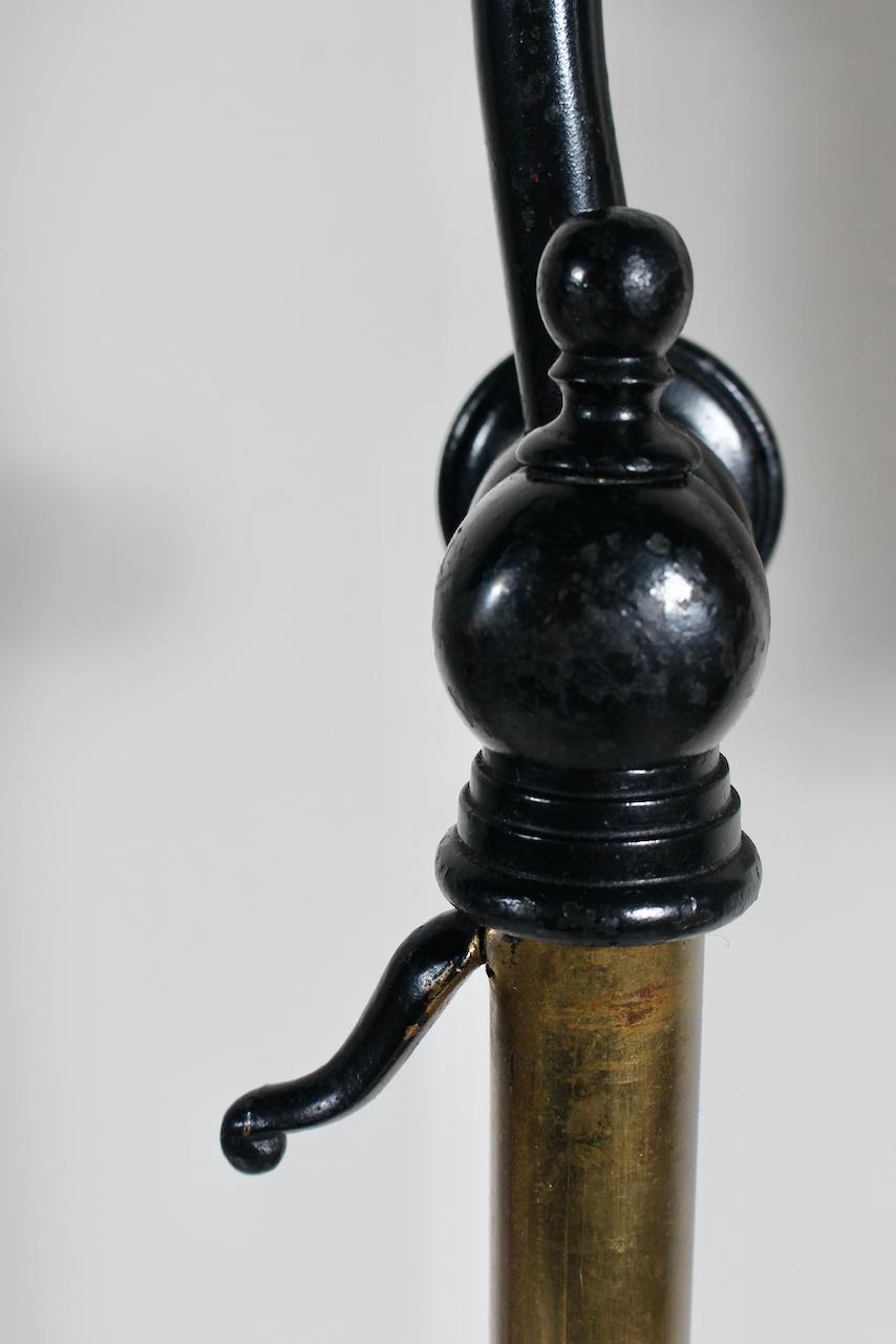 Edwardian Bronze & Brass Adjustable Height Floor Lamp with Mercury Glass Shade 7