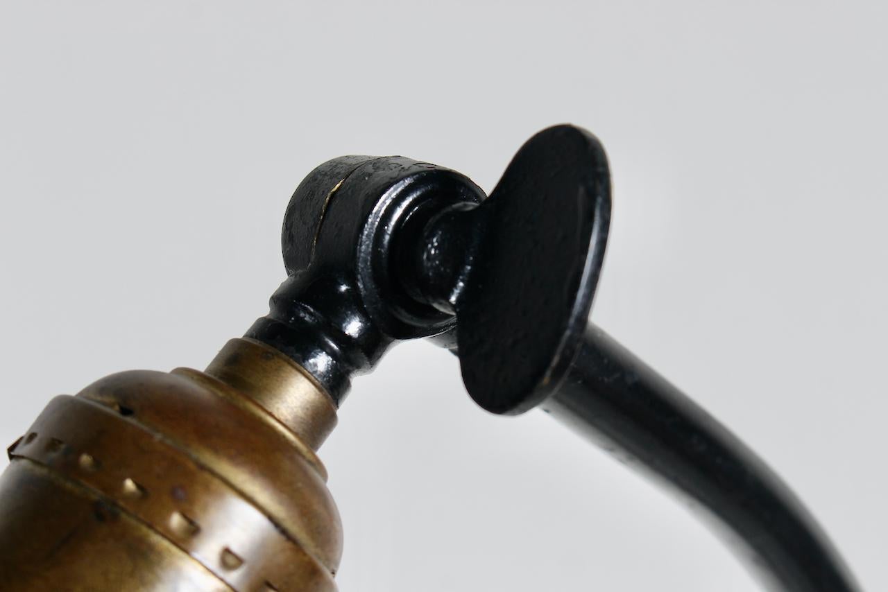 Edwardian Bronze & Brass Adjustable Height Floor Lamp with Mercury Glass Shade 10