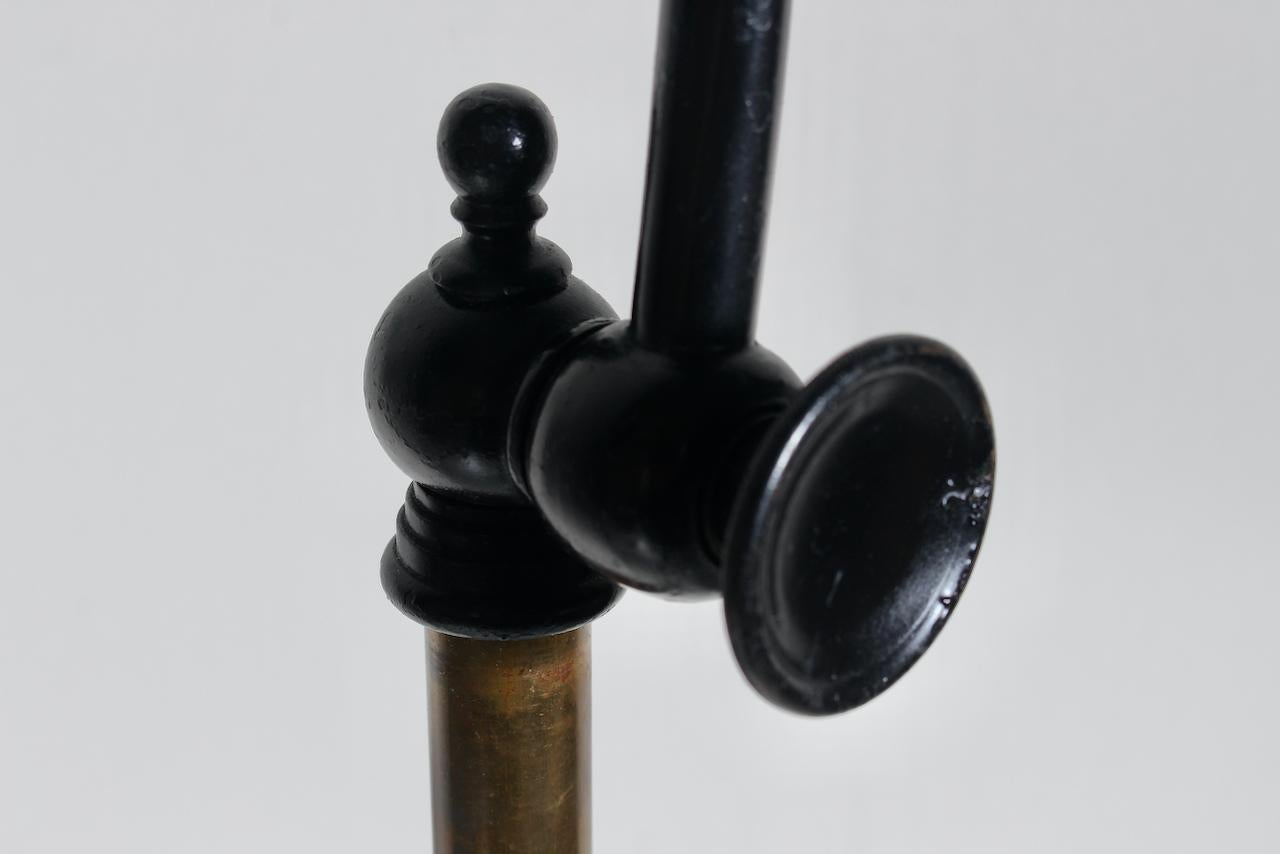 Edwardian Bronze & Brass Adjustable Height Floor Lamp with Mercury Glass Shade 11