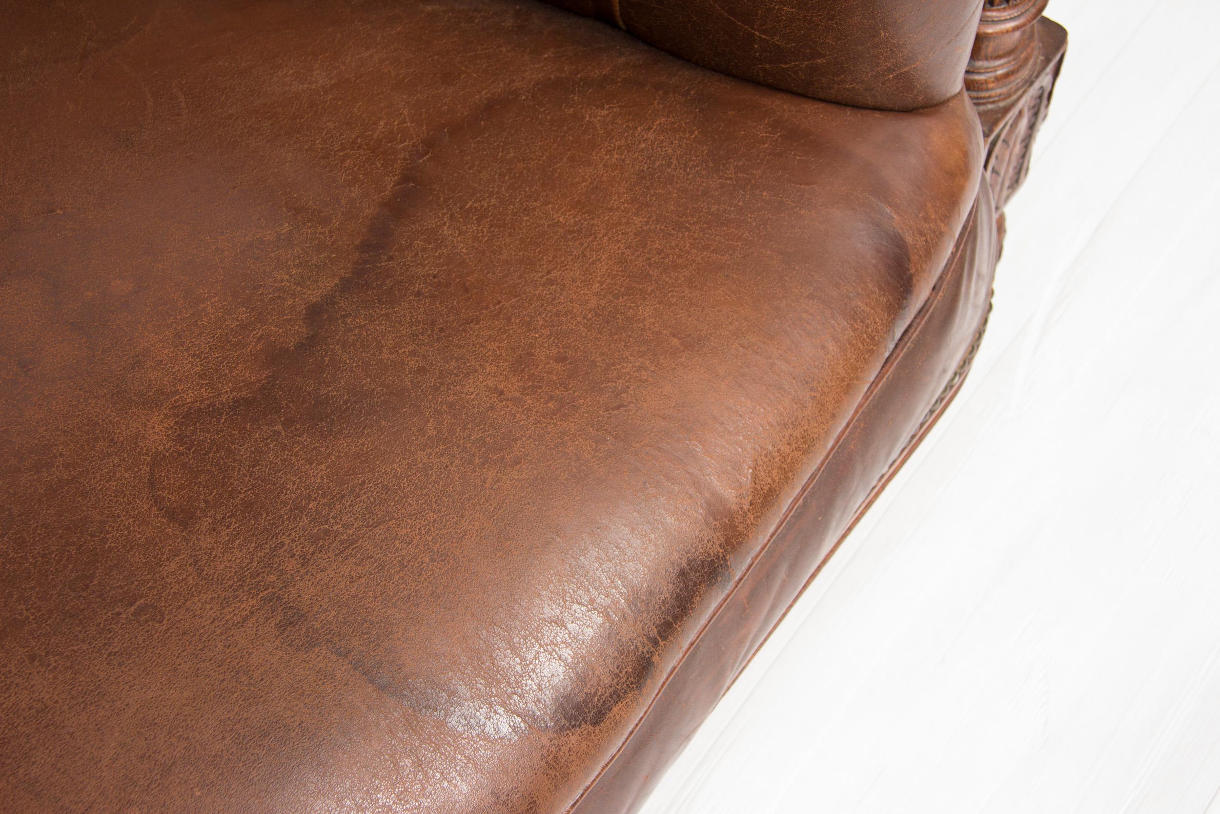 Edwardian Brown Leather Chesterfield Sofa. 3