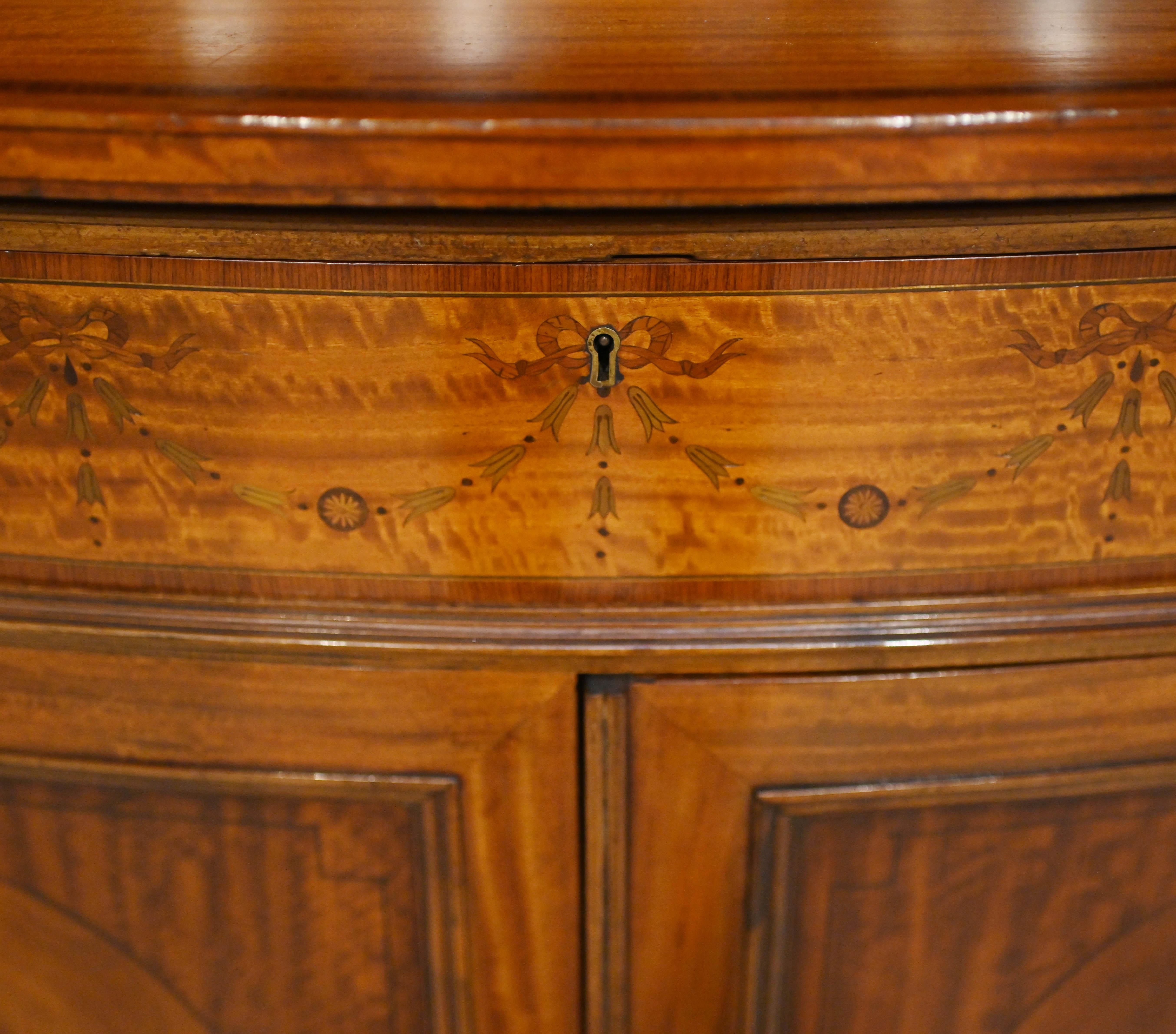 Early 20th Century Edwardian Buffet Side Cabinet Satinwood Maple and Co For Sale