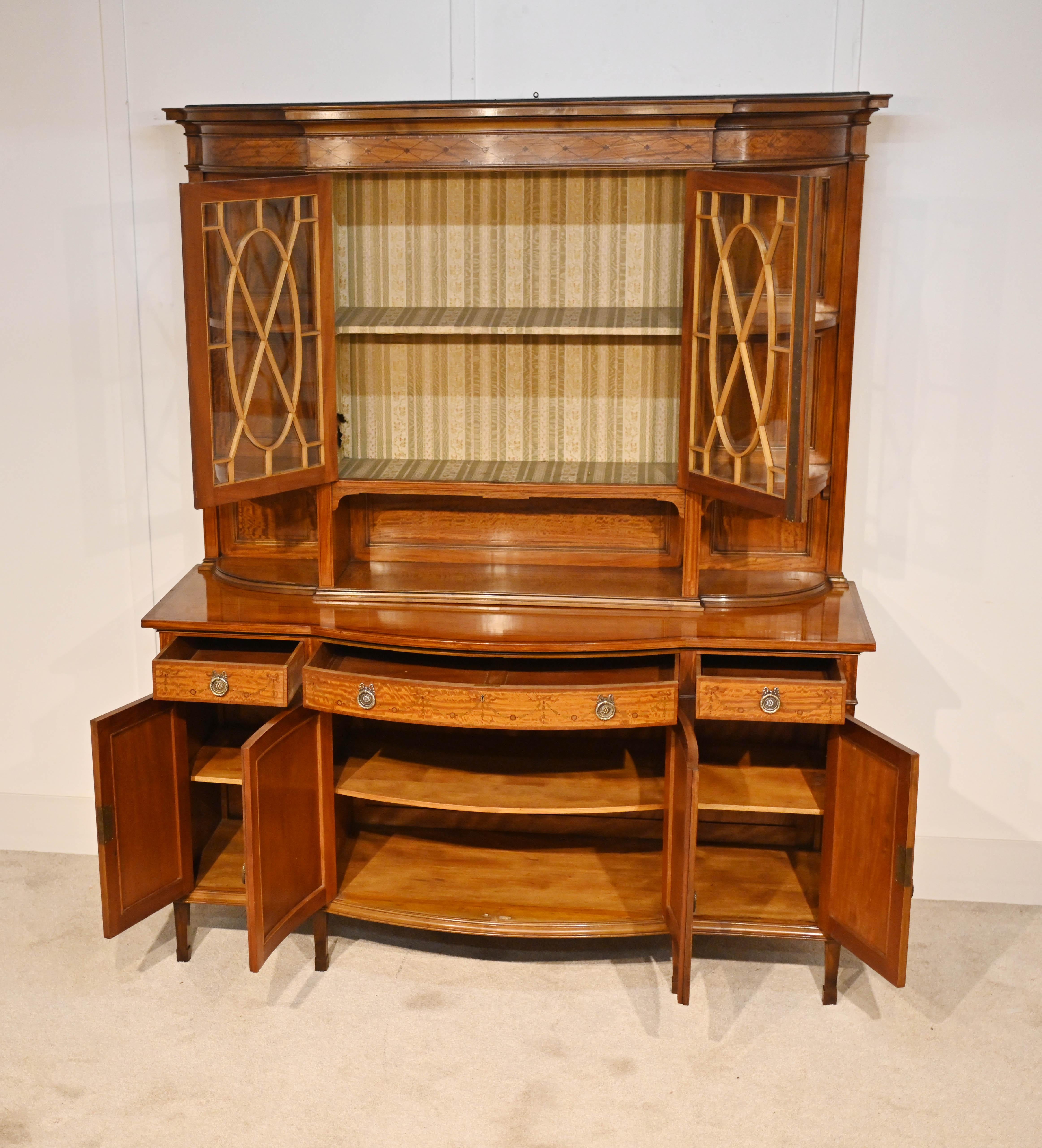 Edwardian Buffet Side Cabinet Satinwood Maple and Co For Sale 1