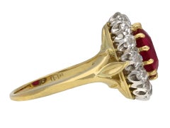 Edwardian Burmese Ruby and Diamond Coronet Cluster Ring, English, circa 1910