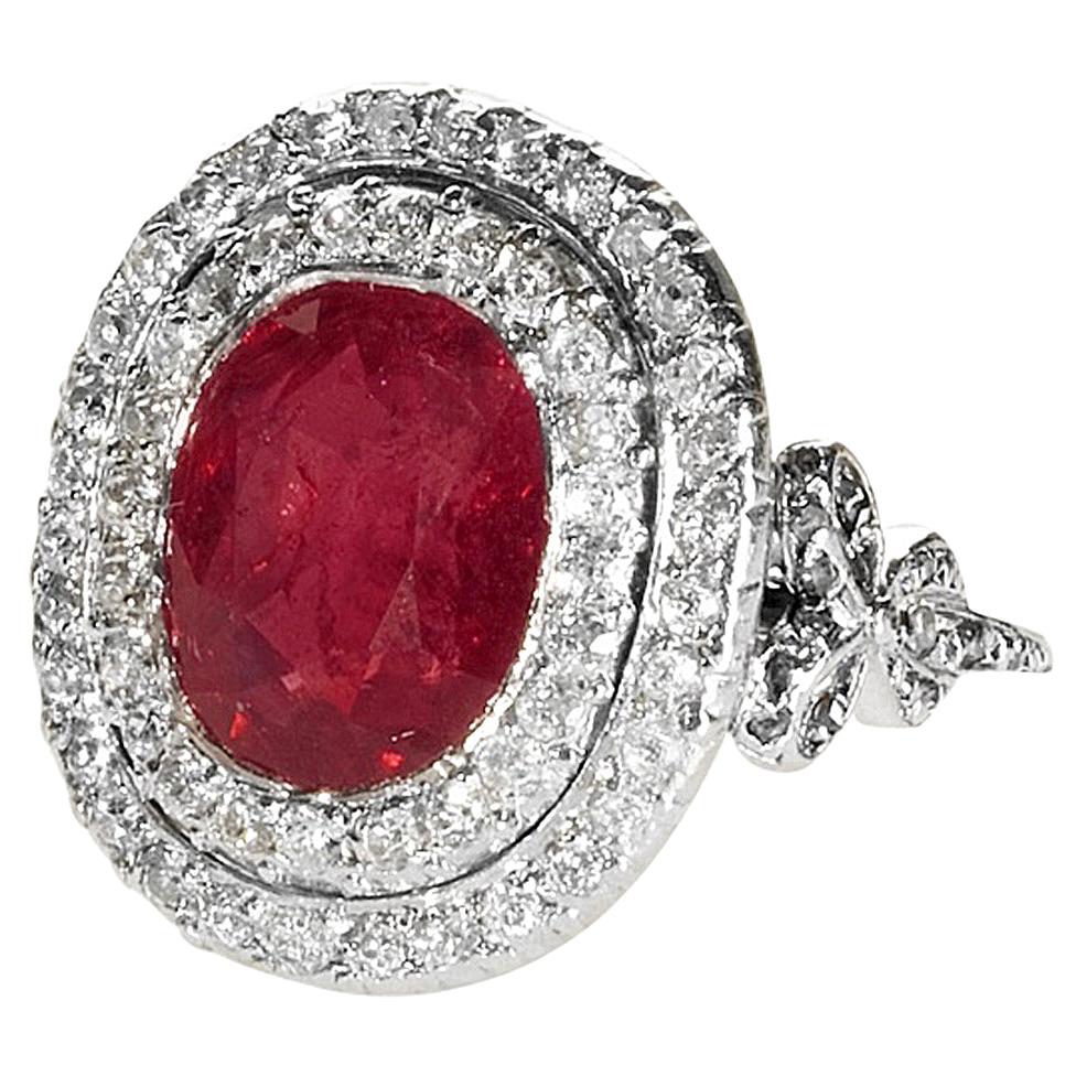 Edwardian Burmese Ruby Diamond Platinum Ring