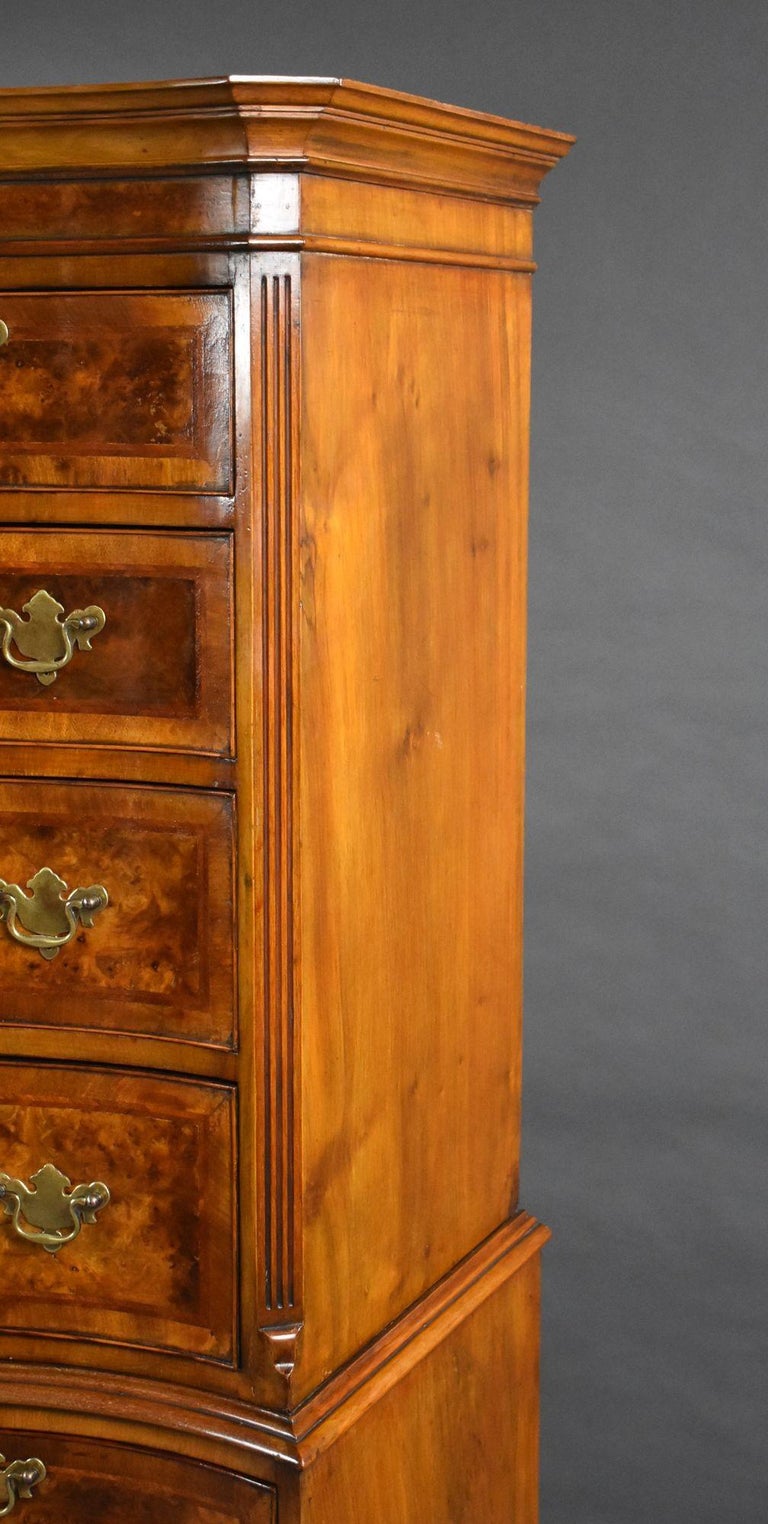 Edwardian Burr Walnut Serpentine Chest on Chest at 1stDibs