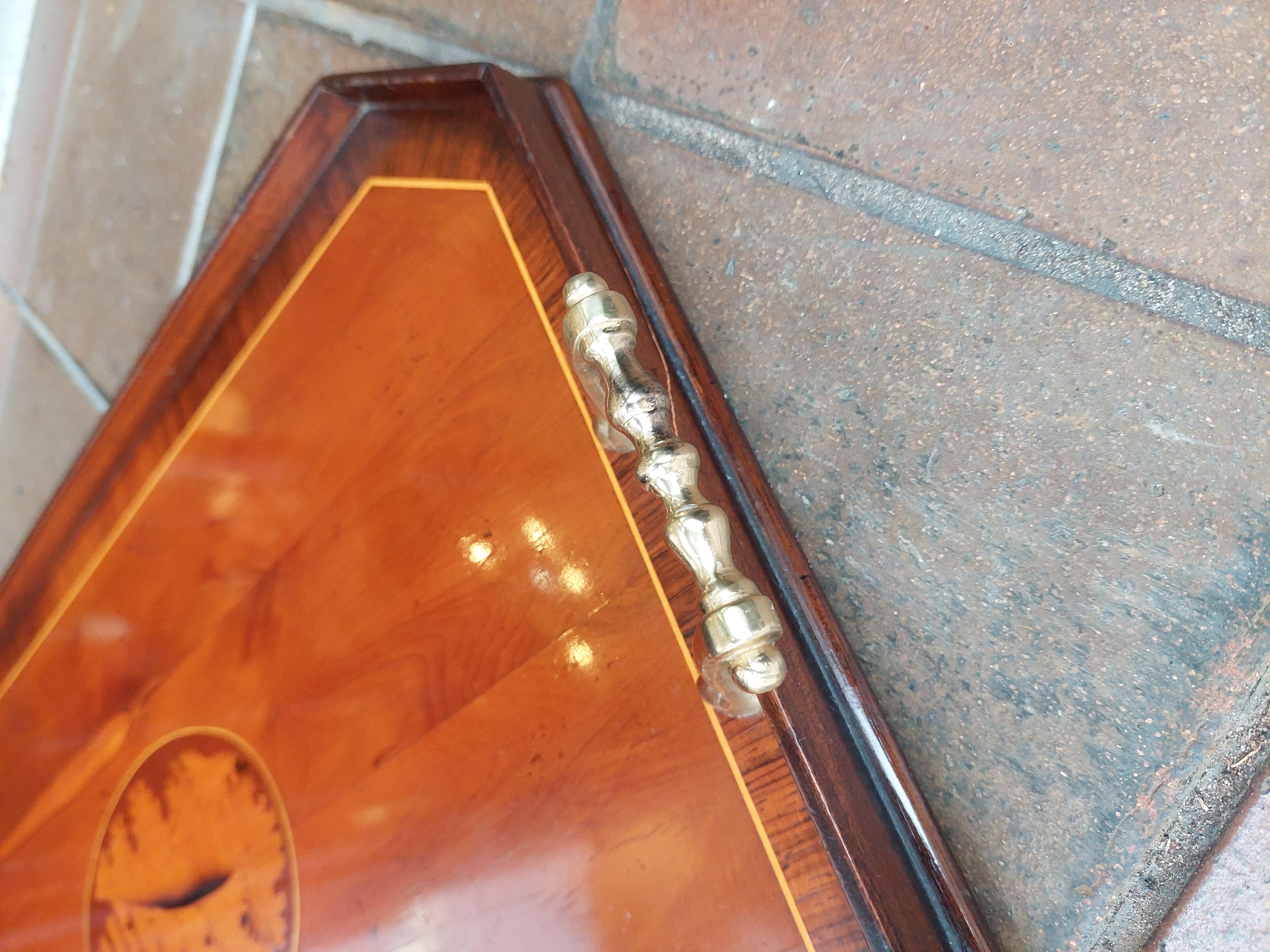 English Edwardian Burr Yew, Rosewood and Mahogany Tray For Sale