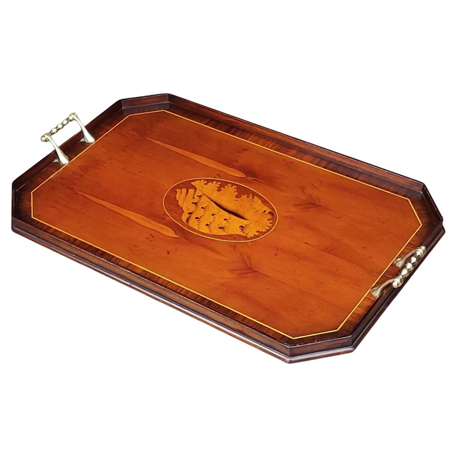 Edwardian Burr Yew, Rosewood and Mahogany Tray