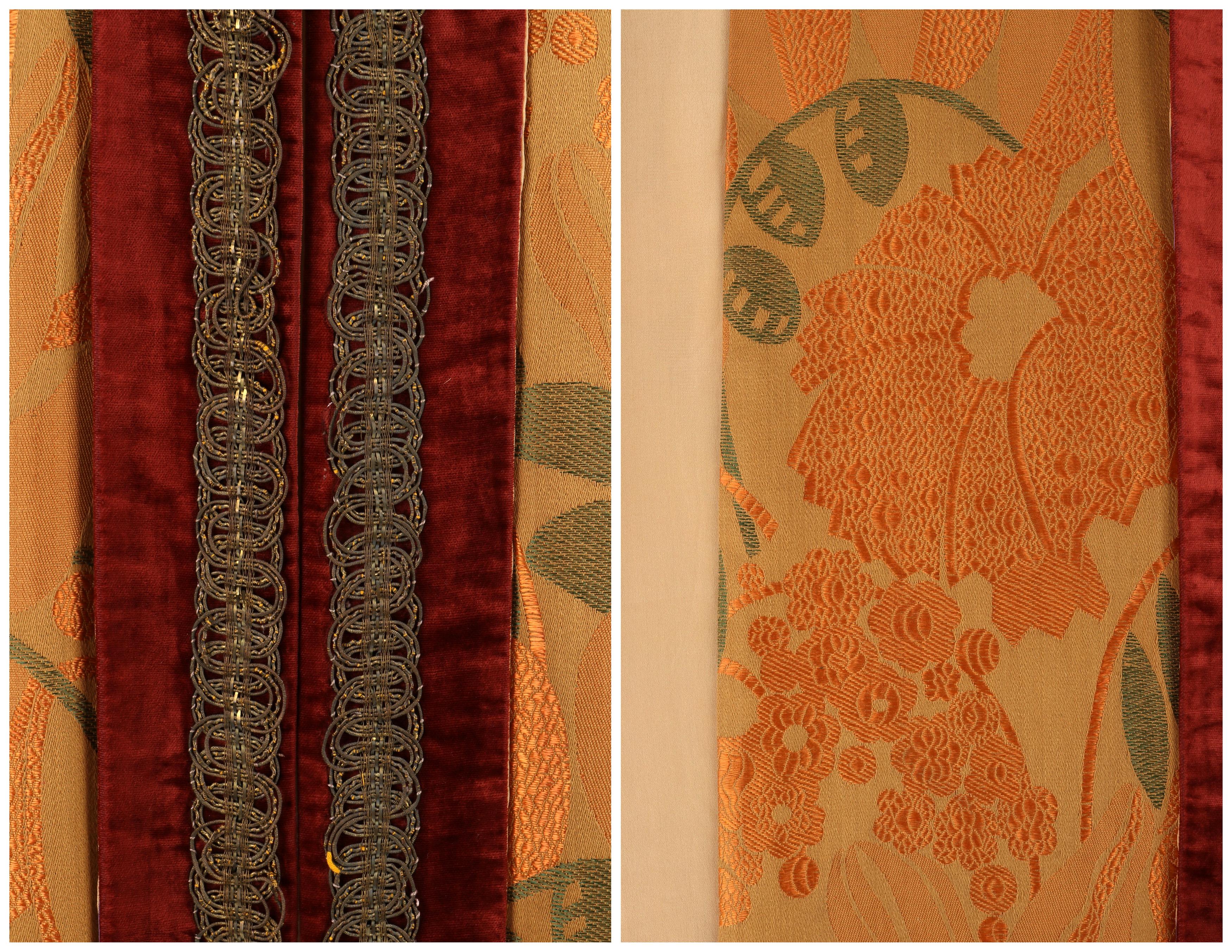 Edwardian c.1900-1910s Couture Multicolor Velvet Silk Wrap Coat Collared Cape For Sale 3