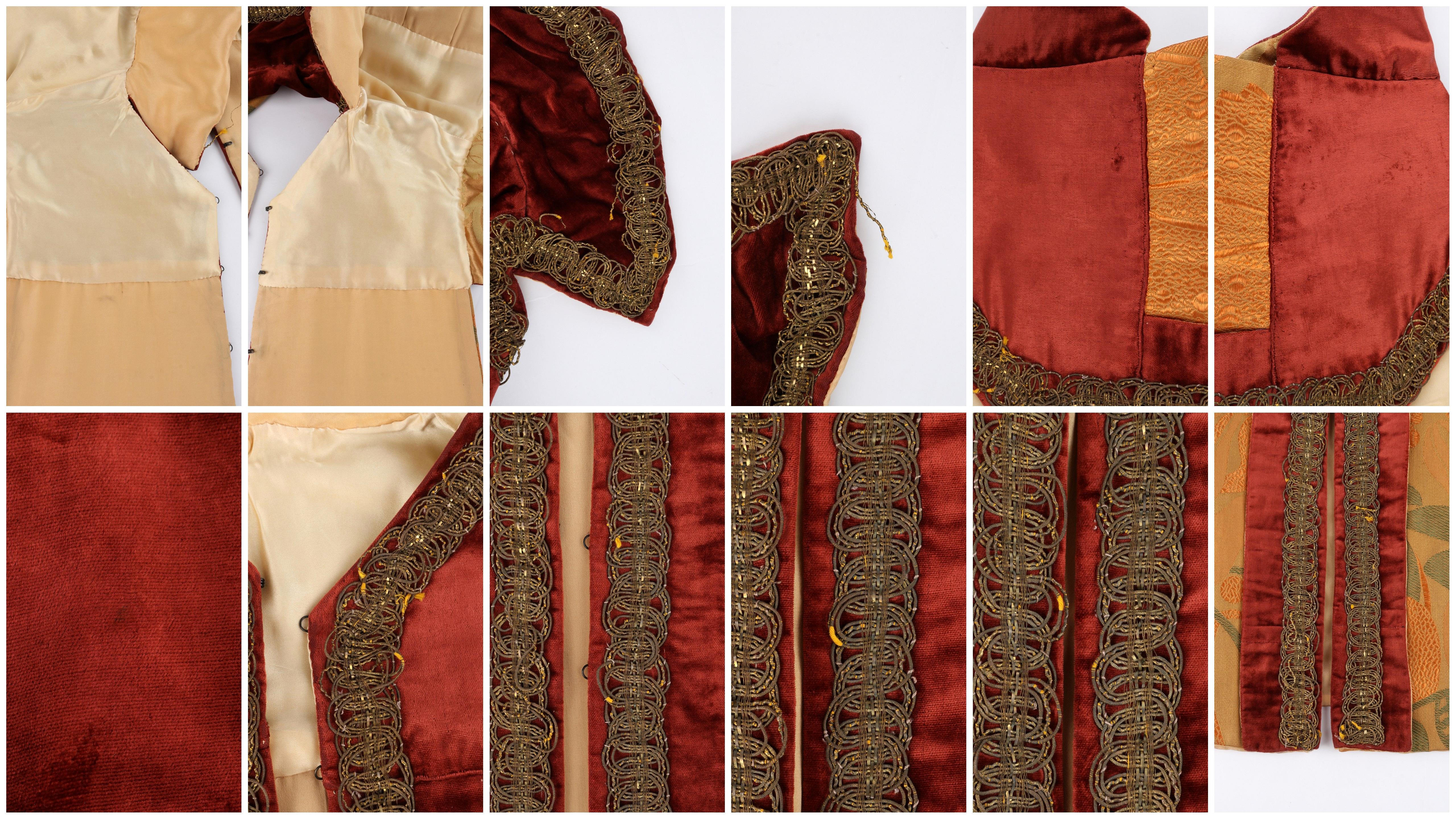 Edwardian c.1900-1910s Couture Multicolor Velvet Silk Wrap Coat Collared Cape 6