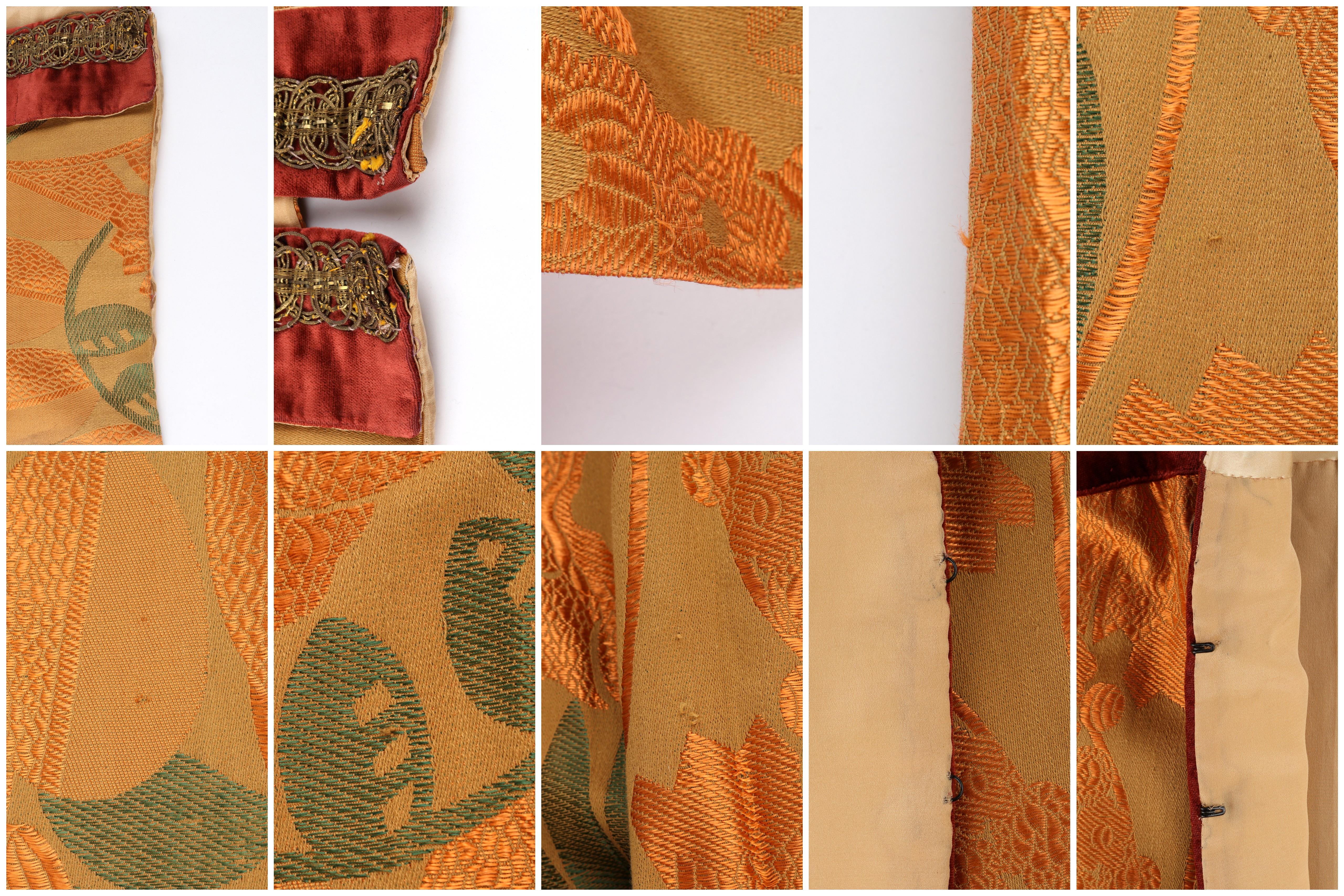 Edwardian c.1900-1910s Couture Multicolor Velvet Silk Wrap Coat Collared Cape 7
