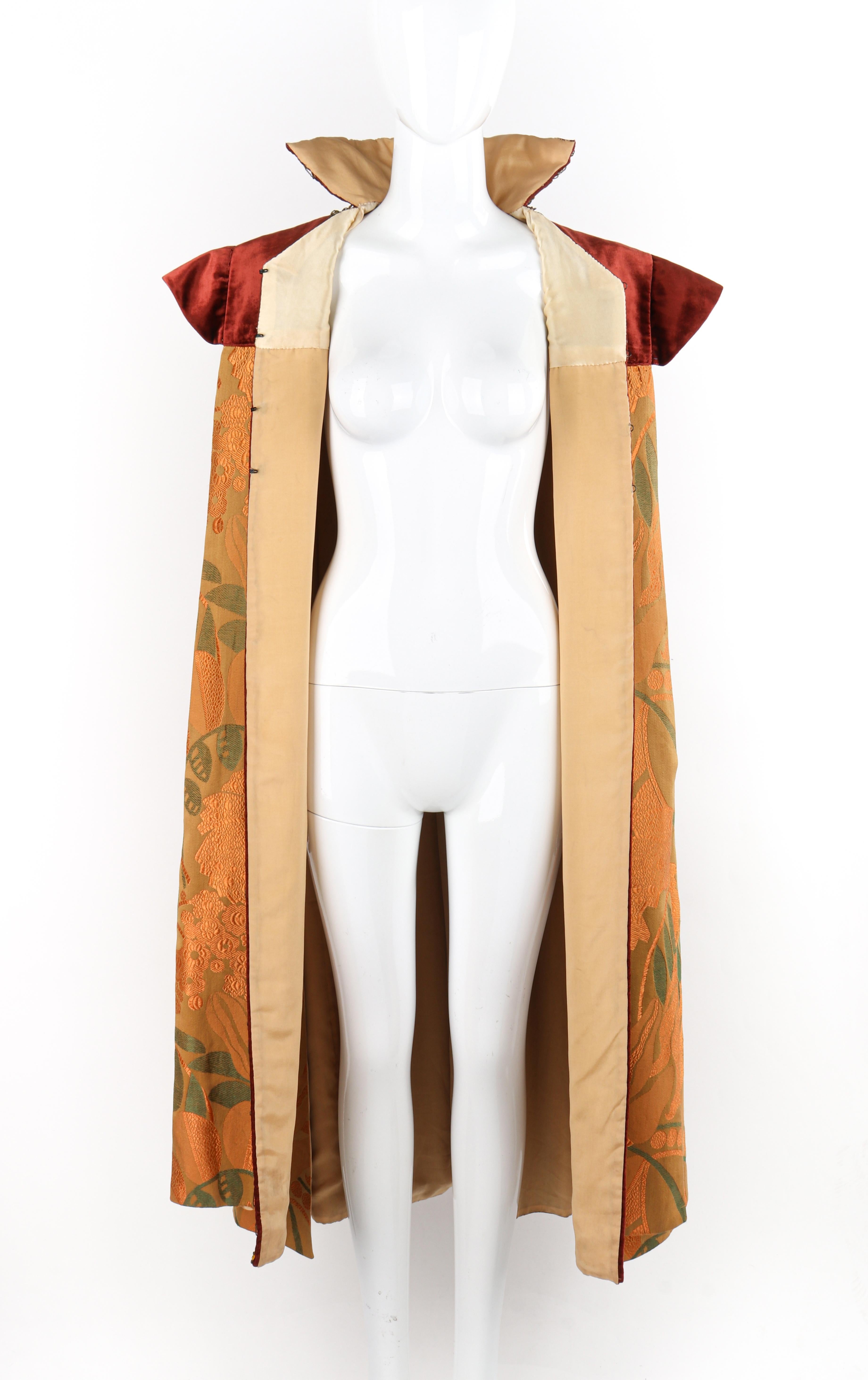 Edwardian c.1900-1910s Couture Multicolor Velvet Silk Wrap Coat Collared Cape 2