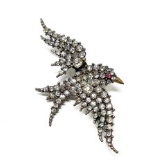 Edwardian c.1900 Antique Paste Swallow Brooch