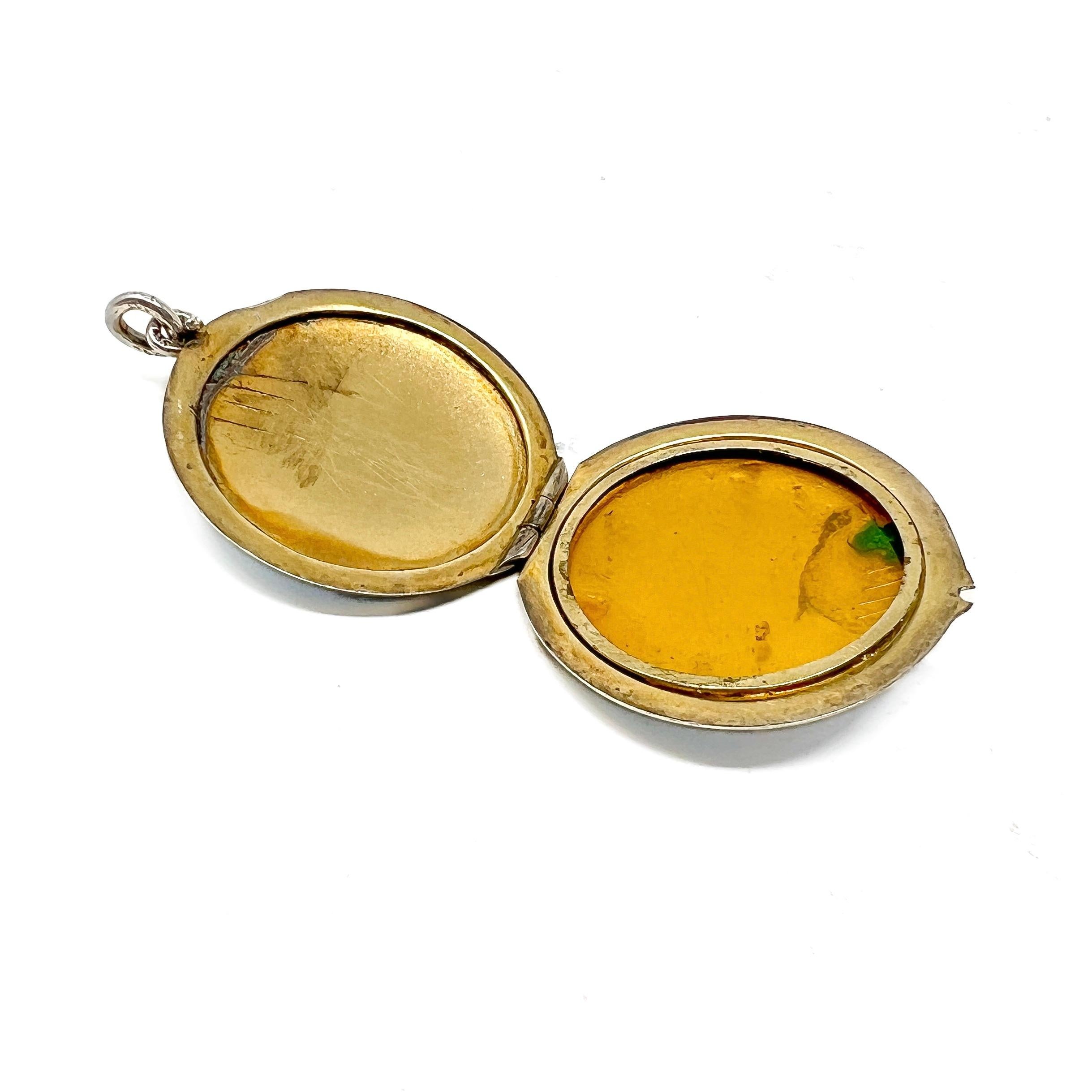 Edwardian c.1900 Silver and Guilloché Enamel Floral Design Antique Locket 1