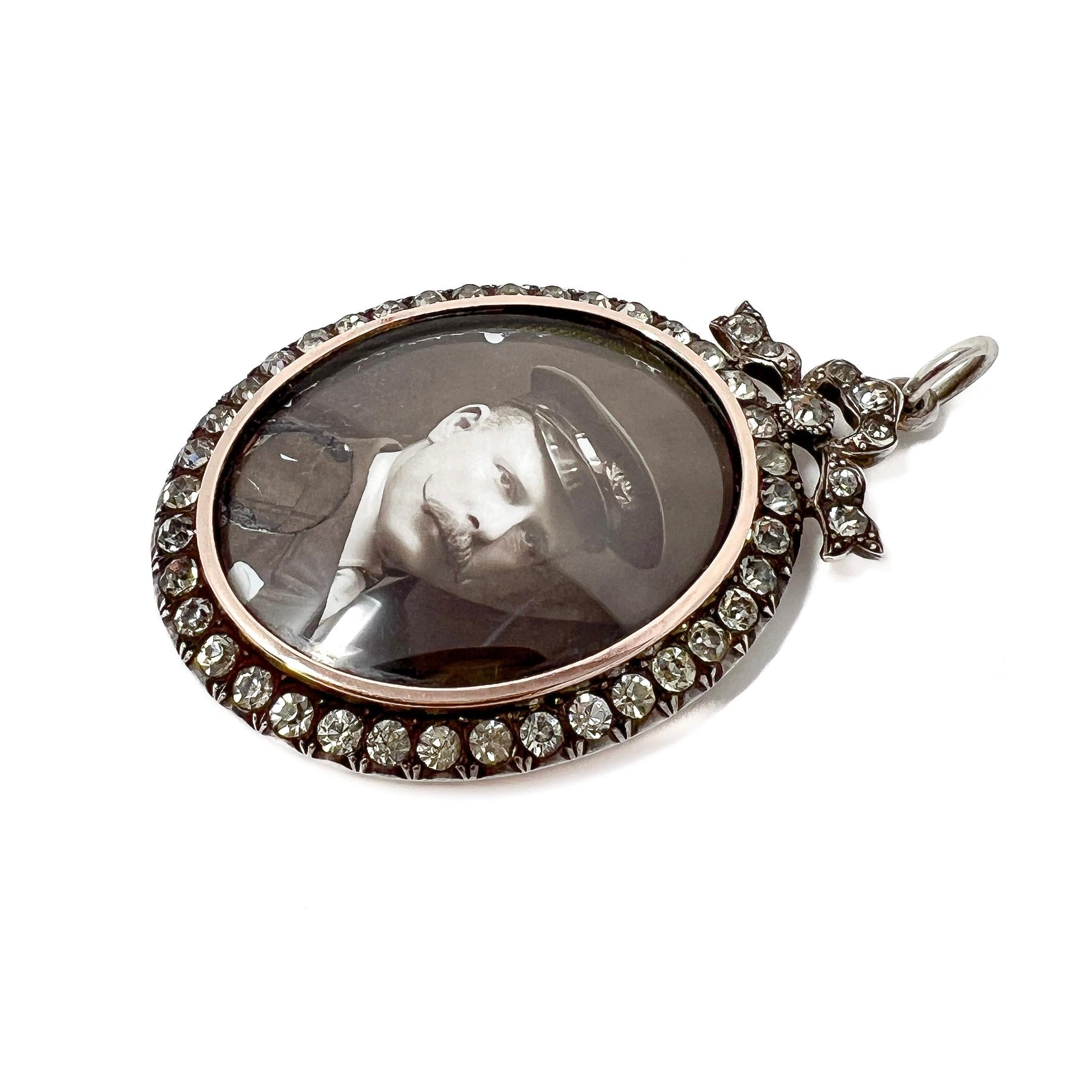 RESERVED - Edwardian c.1900 Silver and Paste Bow Design Antique Locket 2