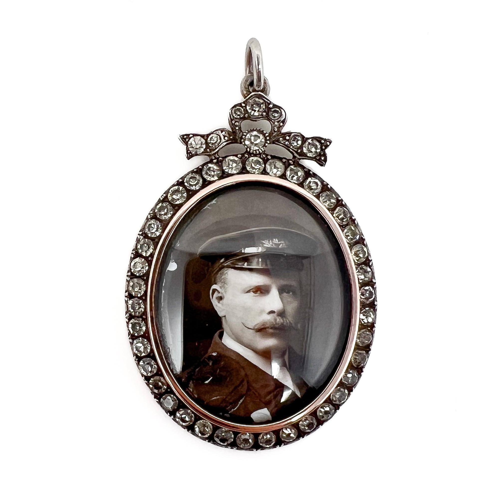 RESERVED - Edwardian c.1900 Silver and Paste Bow Design Antique Locket 4