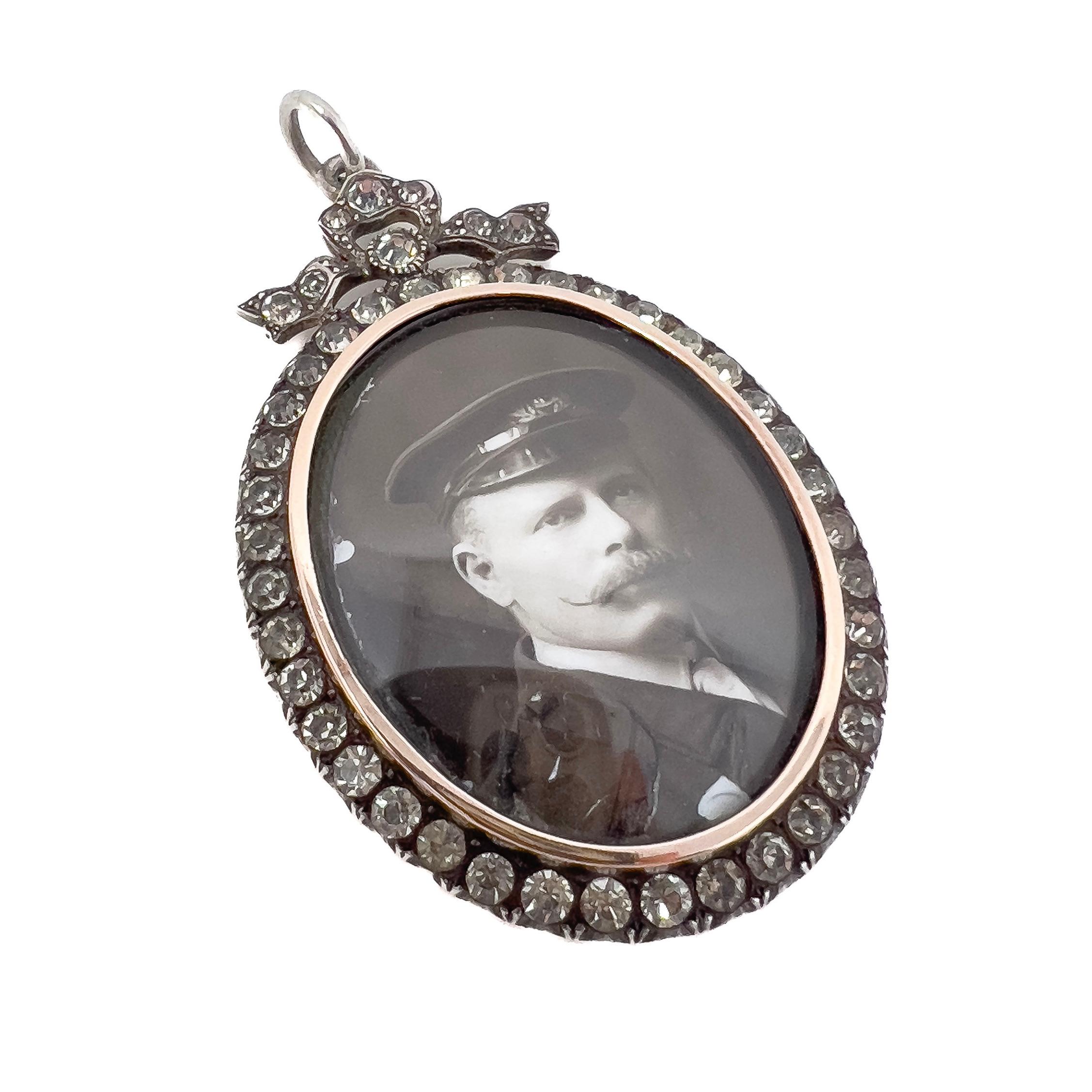 RESERVED - Edwardian c.1900 Silver and Paste Bow Design Antique Locket