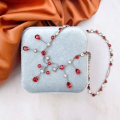 Edwardian c.1900 Silver and Ruby Paste Antique Necklace