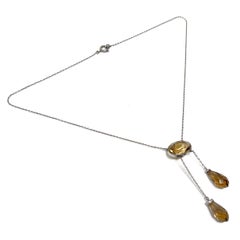 Edwardian c.1900 Smoky Citrine and Silver Antique Négligée Necklace