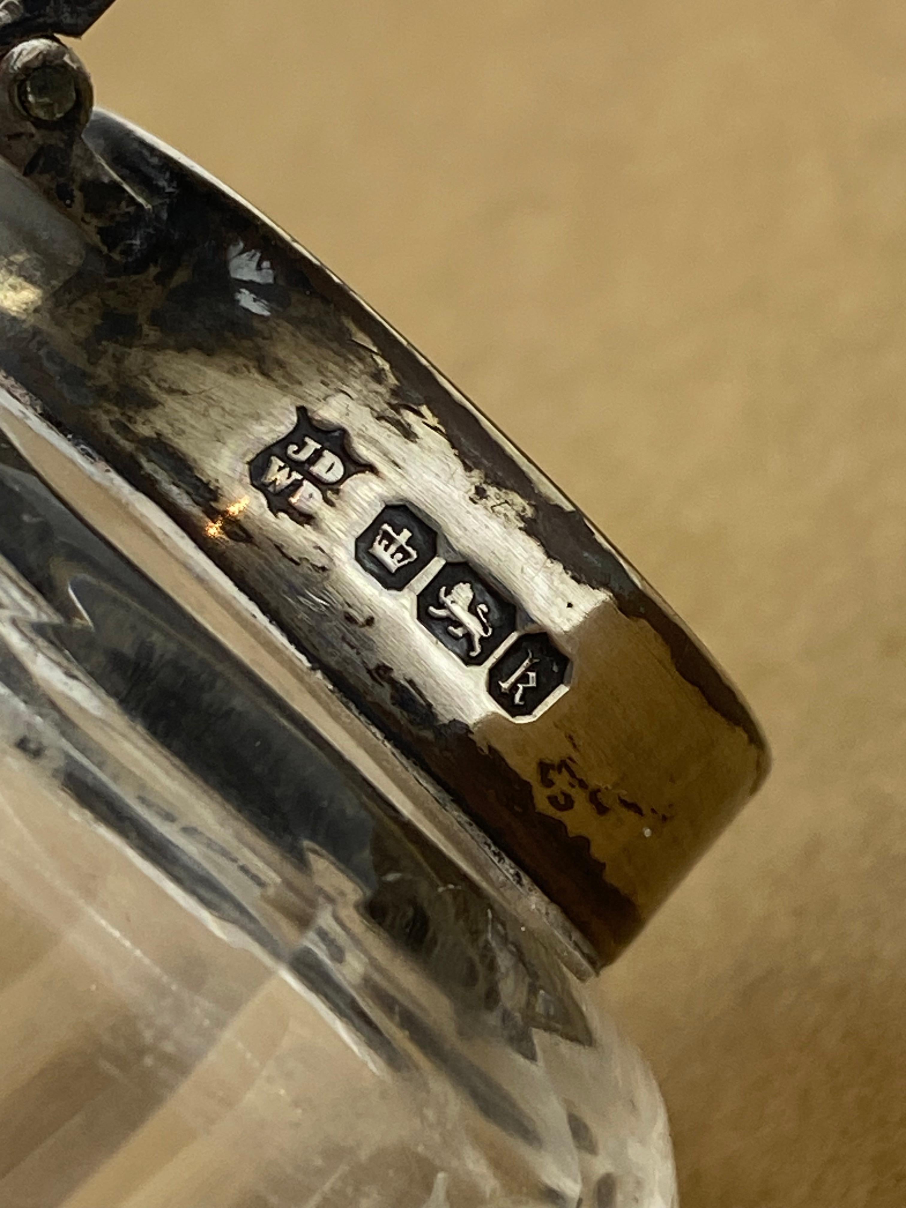 Edwardian c1902 English Ink Well with Sterling Silver Top by James Deakin & Sons For Sale 1