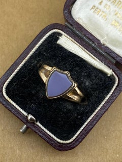 Edwardian c1905 Sardonyx Shield 9K Yellow Gold Hallmarked Mens' Signet Ring