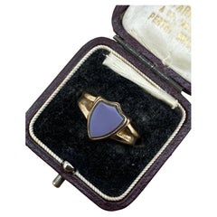 Edwardian c1905 Sardonyx Shield 9K Yellow Gold Hallmarked Mens' Signet Ring