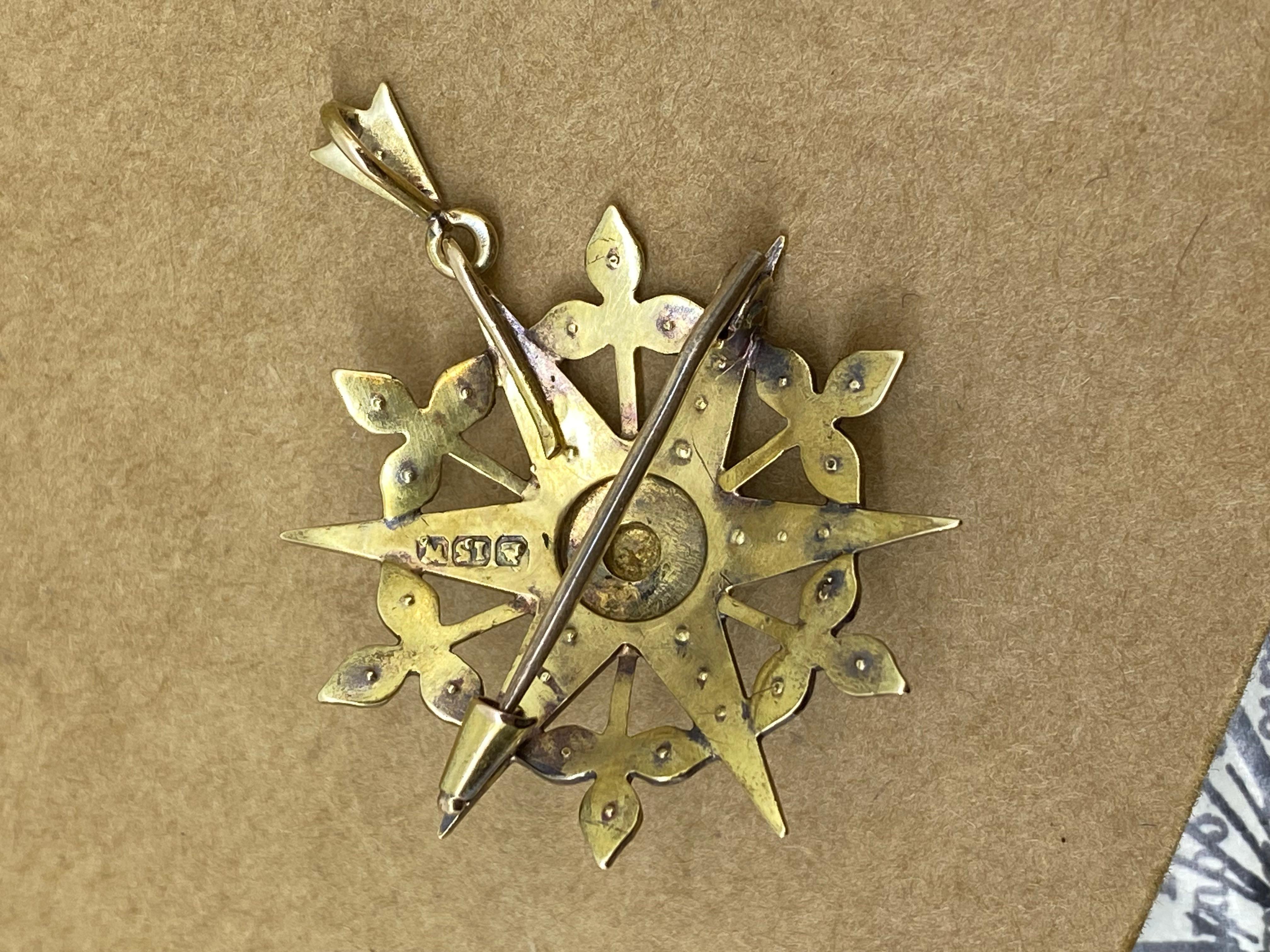 Donna Spilla/pendente in oro 15 carati e perle a stella di Willis & Sons del periodo edoardiano del 1905 circa in vendita