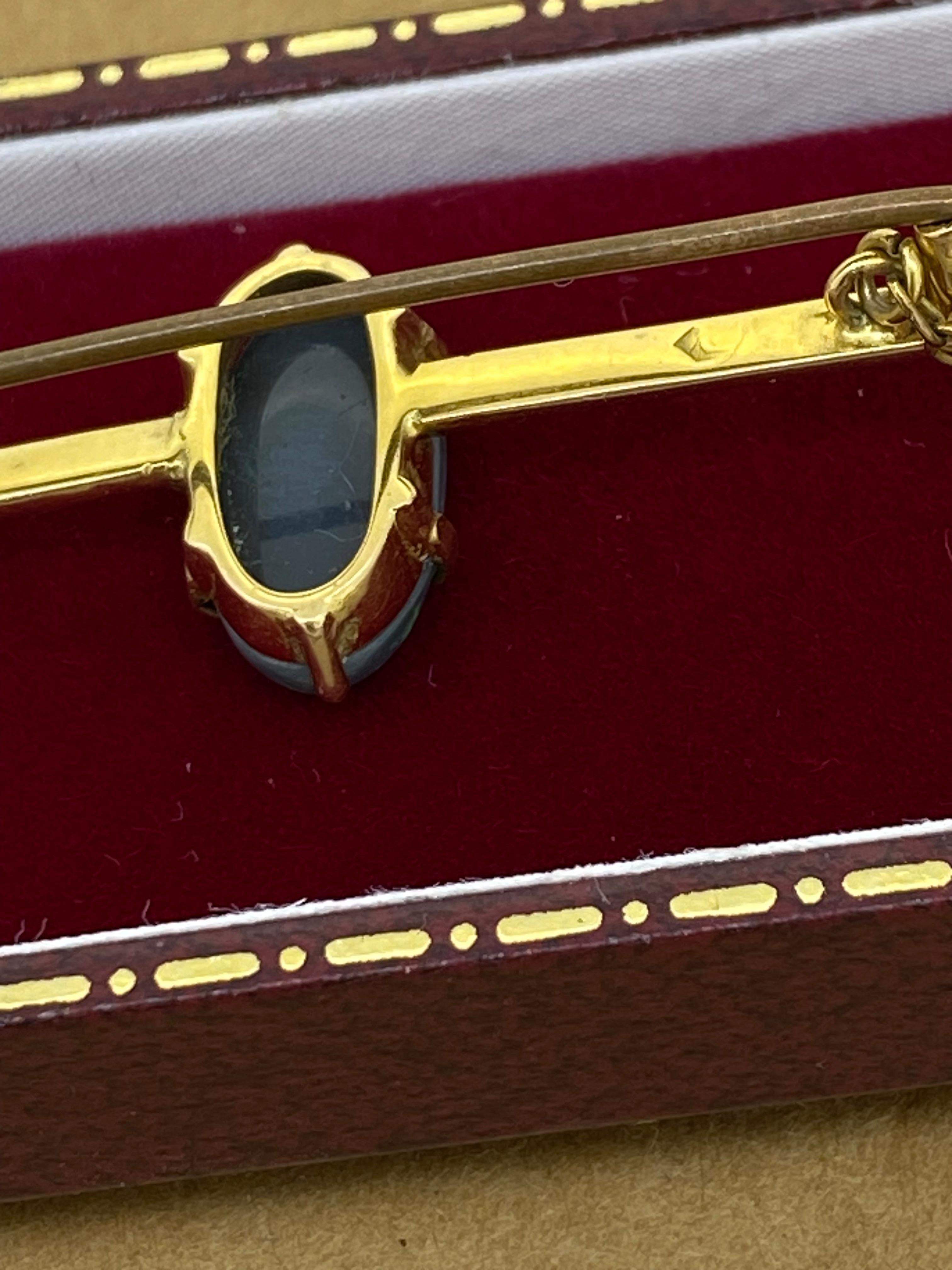 De las mujeres Broche eduardiano c1920 de barra de ópalo negro australiano macizo de 2,50 ct en oro de 15 quilates en venta