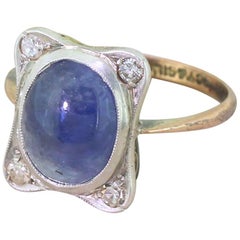 Edwardian Cabochon Sapphire and Eight-Cut Diamond Ring, circa 1905