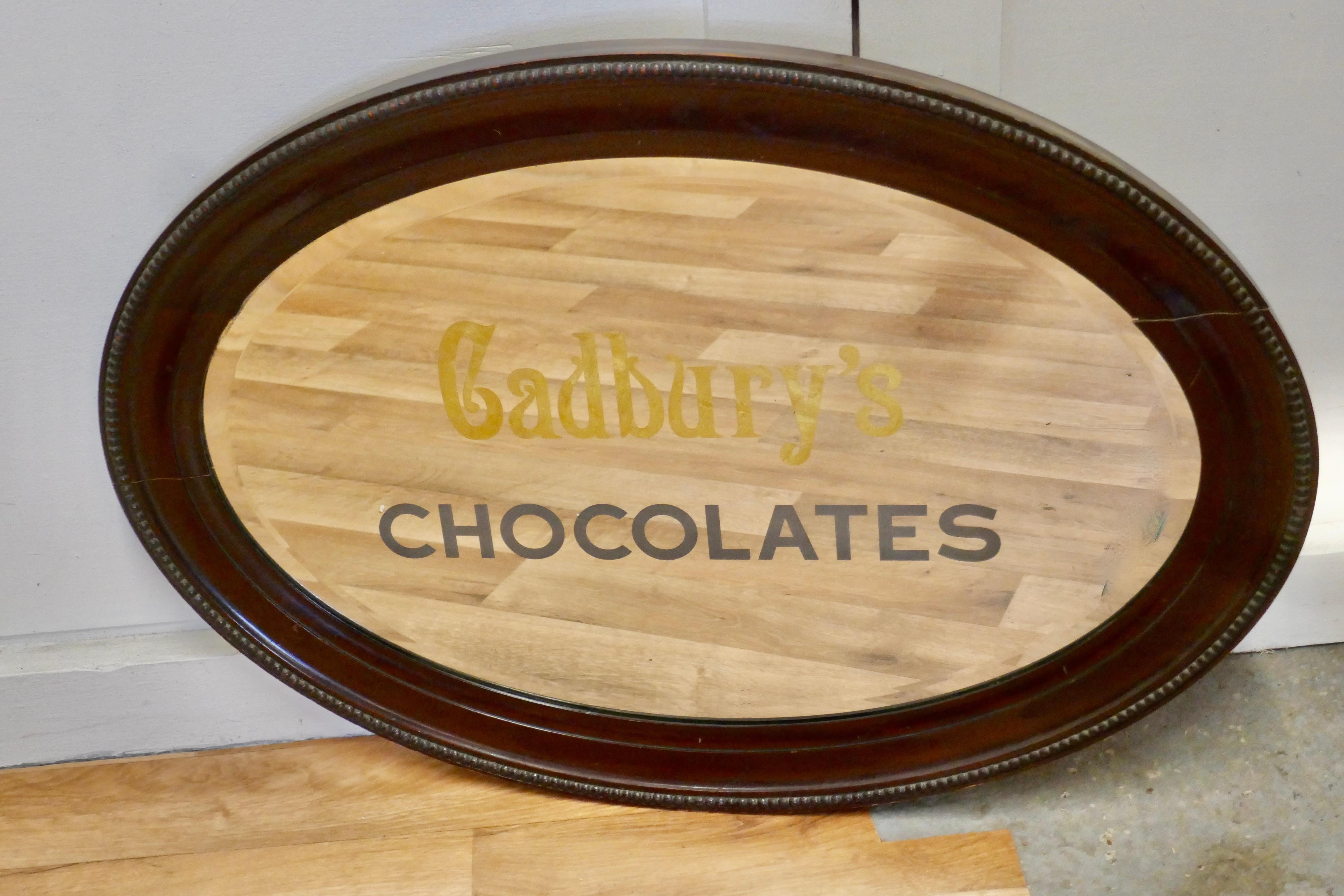 Miroir publicitaire édouardien Cadburys Chocolates Bon état - En vente à Chillerton, Isle of Wight