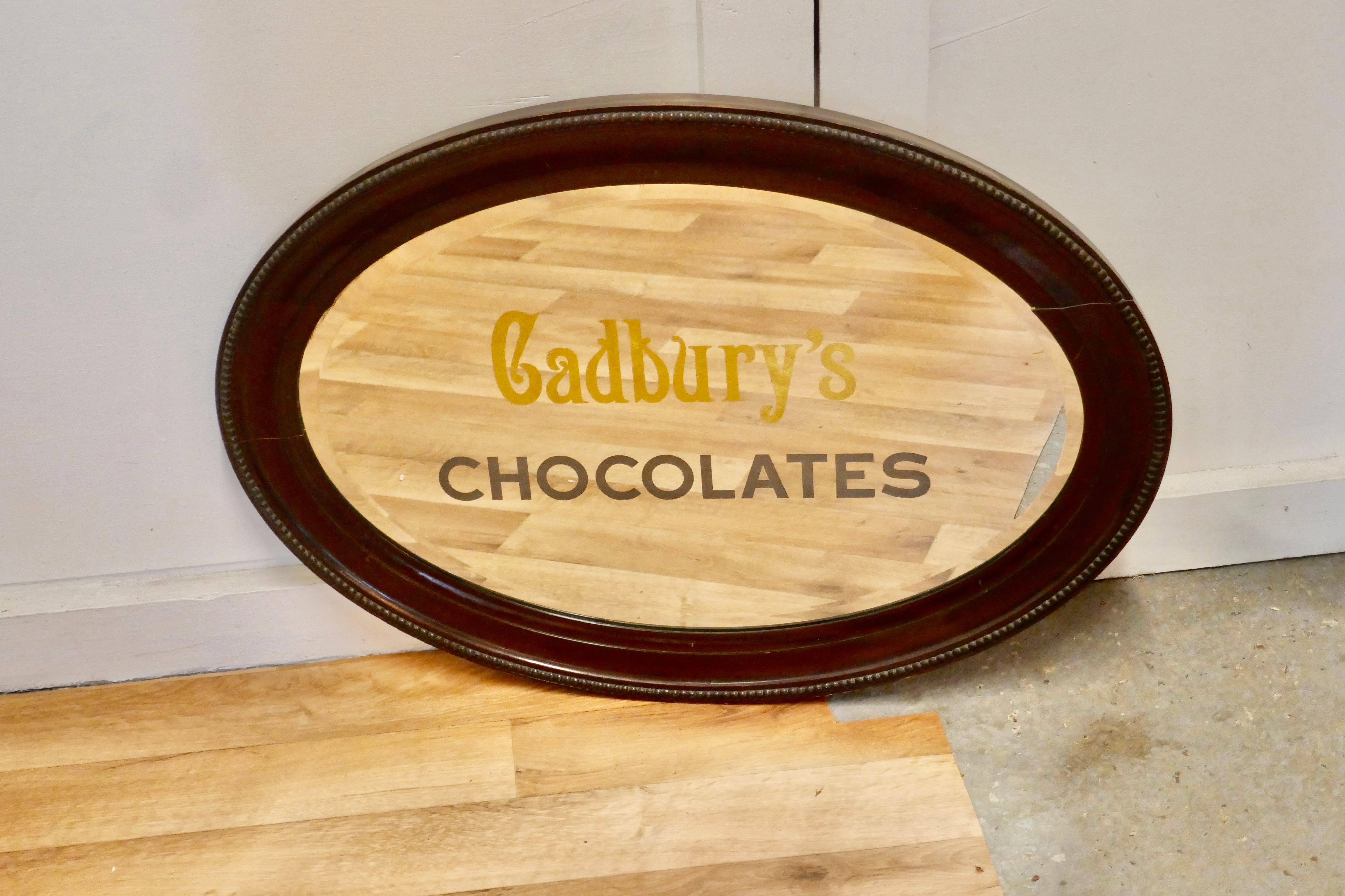 Miroir publicitaire édouardien Cadburys Chocolates en vente 1