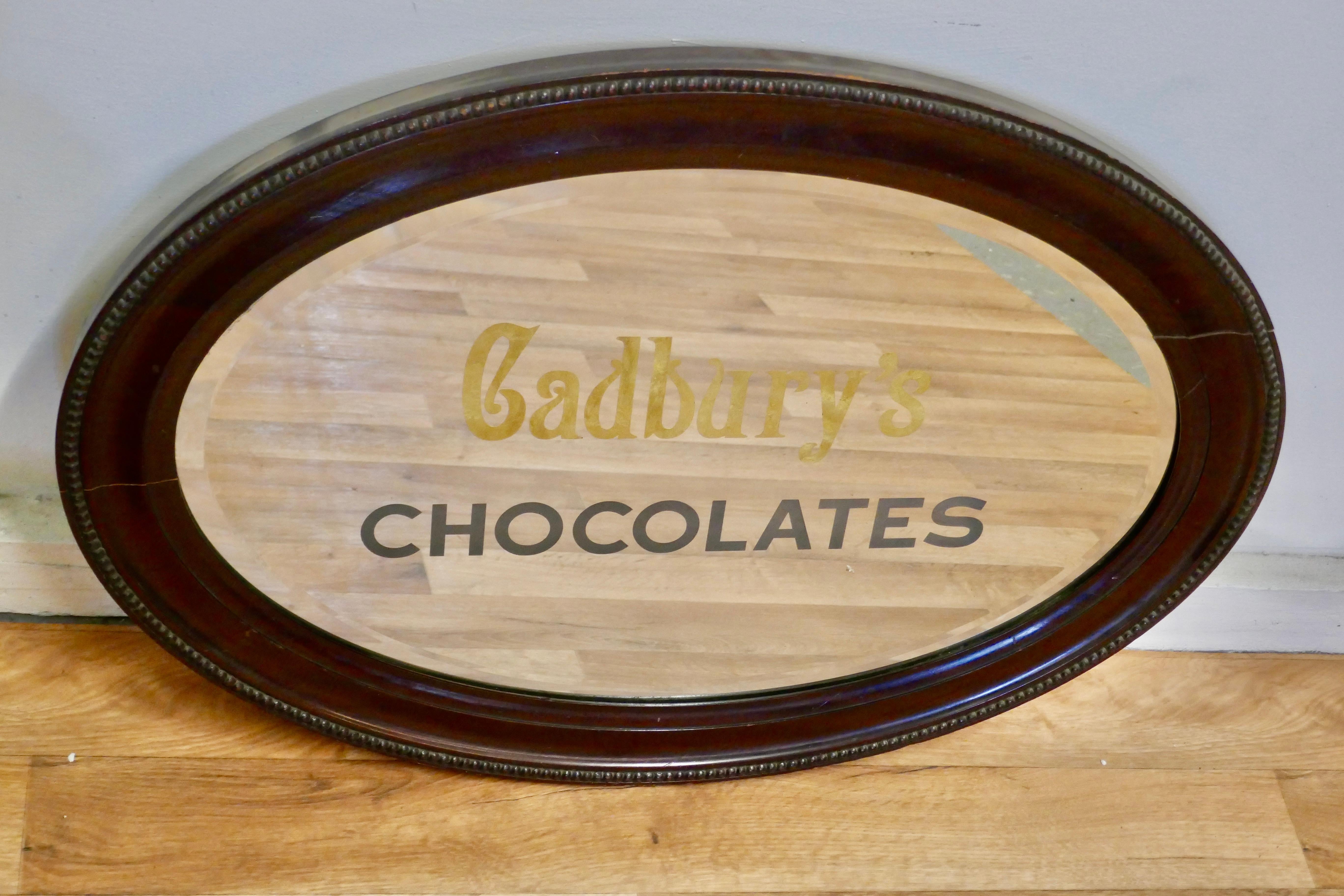 Miroir publicitaire édouardien Cadburys Chocolates en vente 2