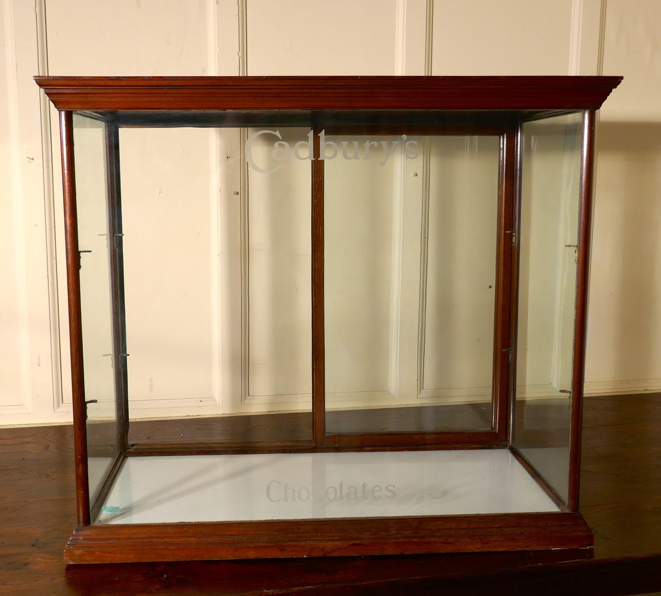 Glass Edwardian Cadbury’s Counter Top Sweet Shop Display Cabinet For Sale