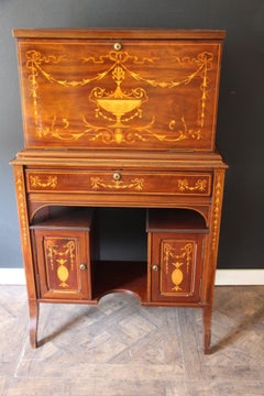 Edwardian Campaign Writing Desk , Inlaid Stationary Desk, Traveling desk