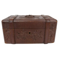 Edwardian Carved Black Forest Oak Box