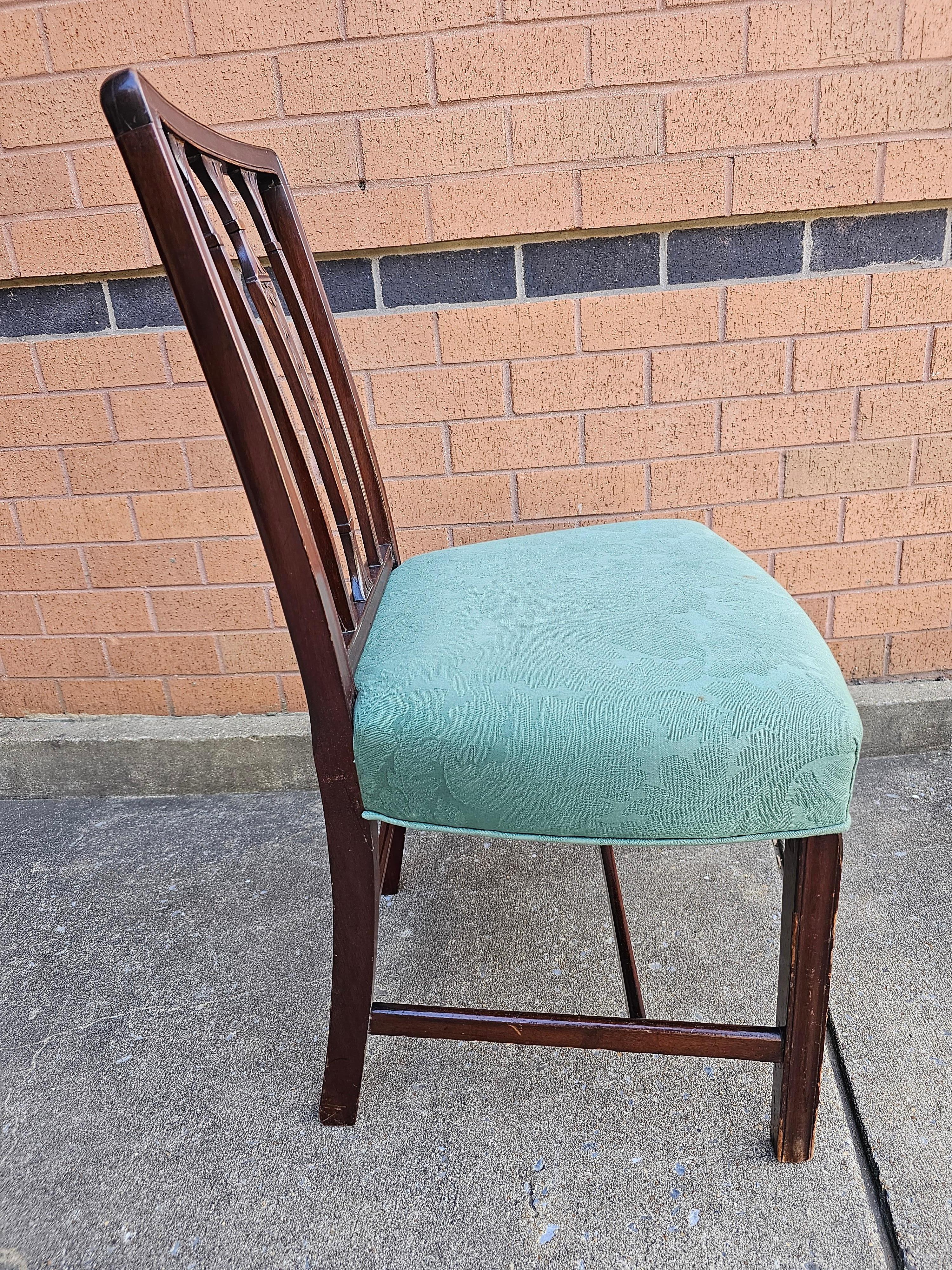 Edwardian Carved Mahogany and Upholstered Seat Side Chair and Foot Stool For Sale 1