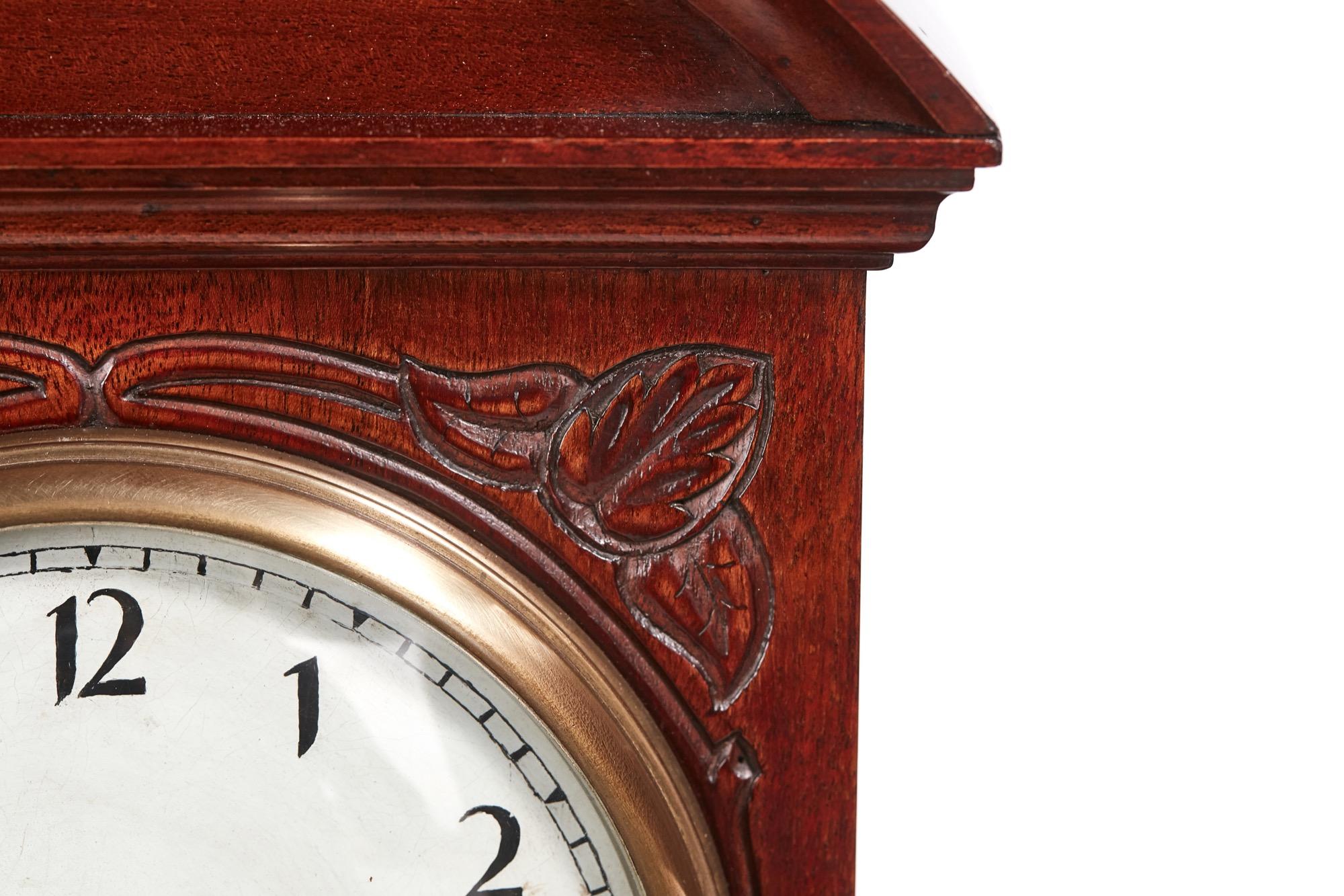 English Edwardian Carved Mahogany Mantel Clock