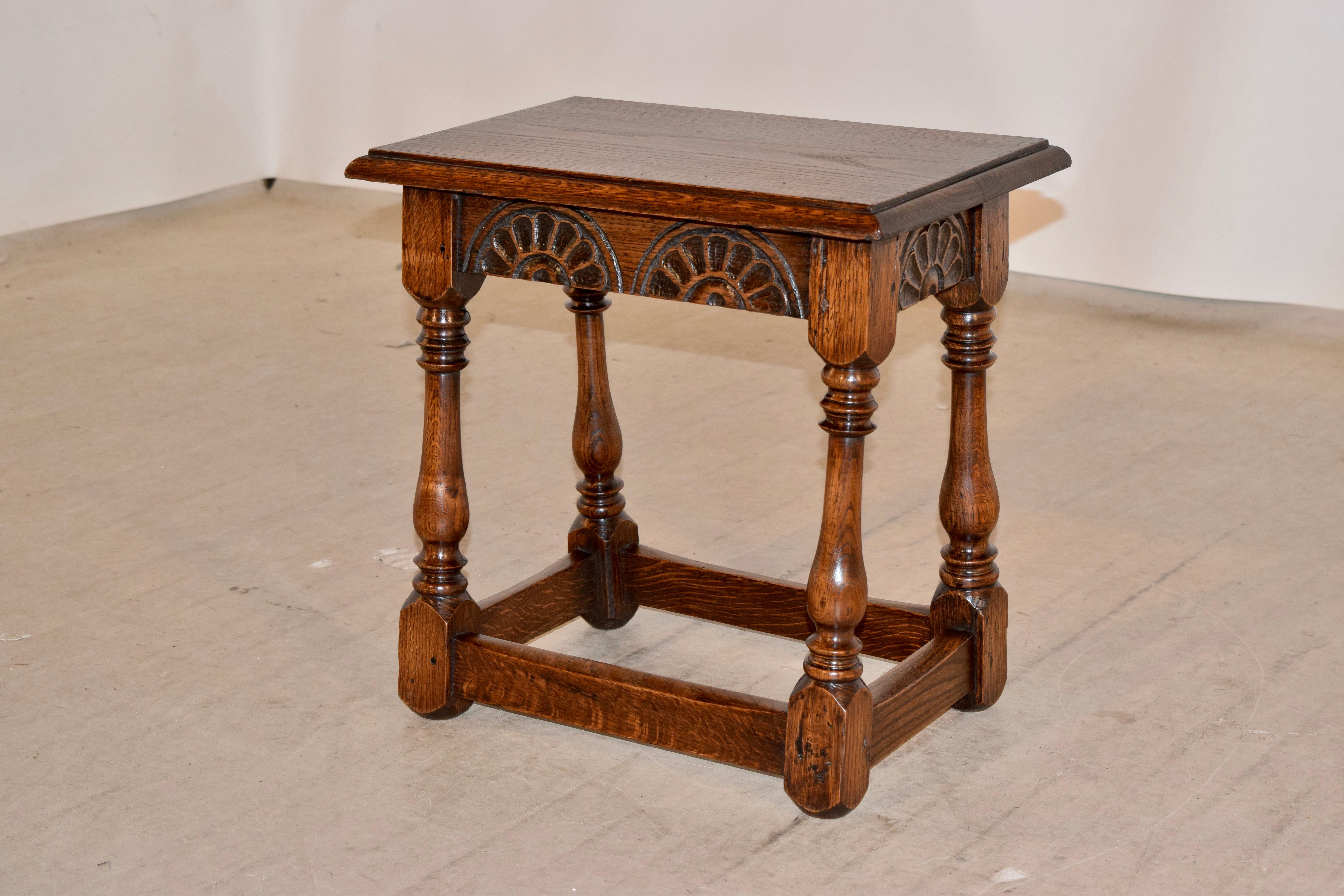 English Edwardian Carved Stool, circa 1900 For Sale