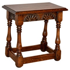 Antique Edwardian Carved Stool, circa 1900