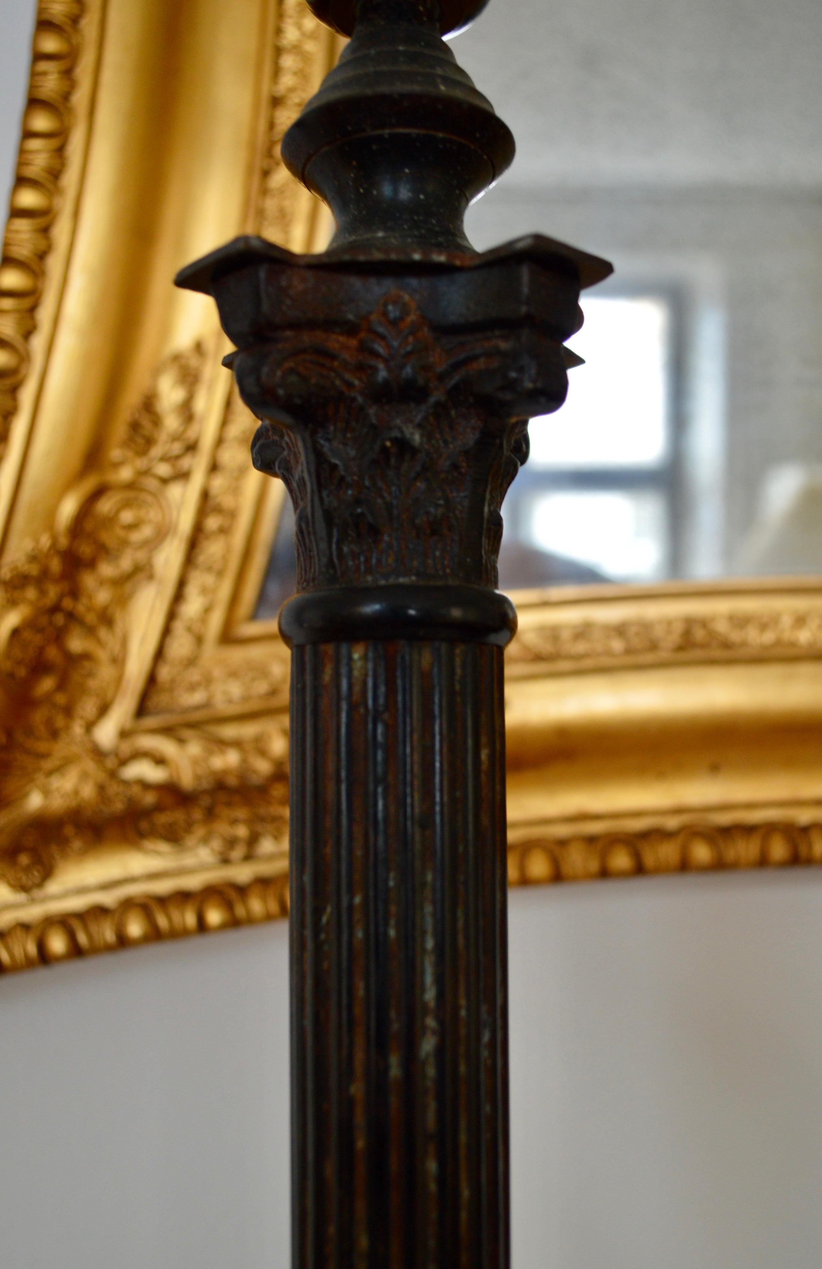 Edwardian Cast Iron Column Table Lamp In Good Condition For Sale In Copenhagen, K