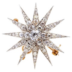 Edwardian C.D. Umwandelbarer Sternbrosche/Anhänger mit Pfau, Diamant 14k Gold Platin