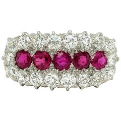 Edwardian C.D. Peacock Ruby Diamond Platinum 18 Karat Yellow Gold Ring