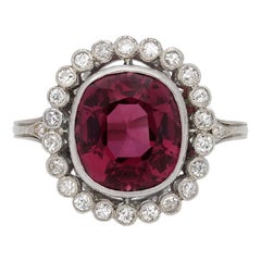 Used Edwardian Ceylon Pink Spinel and Diamond Coronet Cluster Ring, circa 1910